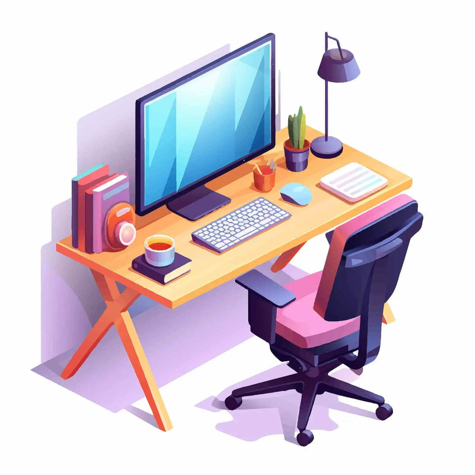 Workspace with Computer and Accessories – free desktop computer image from Dotvec