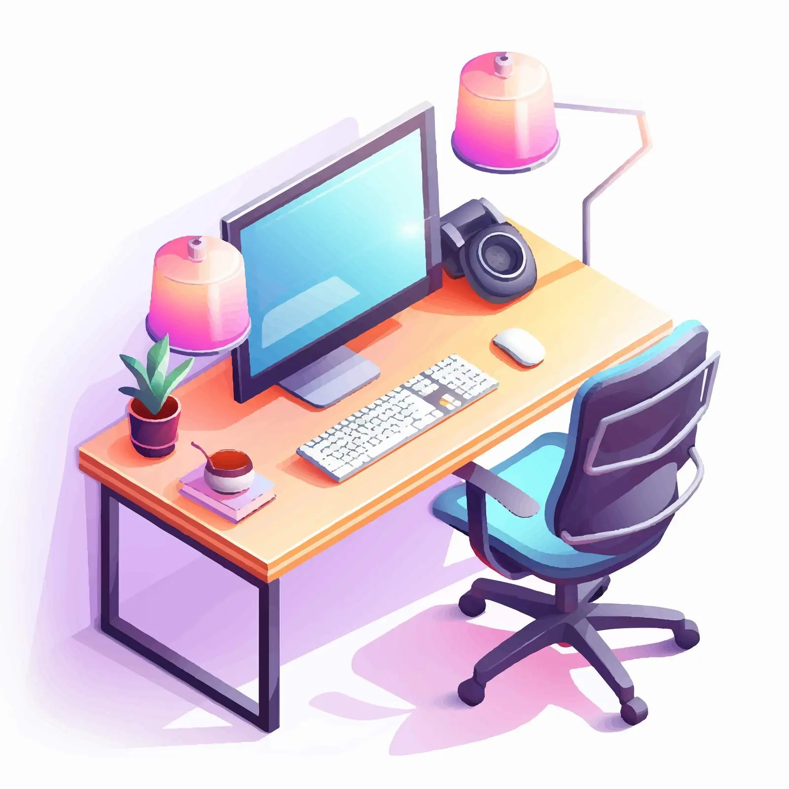 Home Office Desk Setup with Technology — free download from Dotvec
