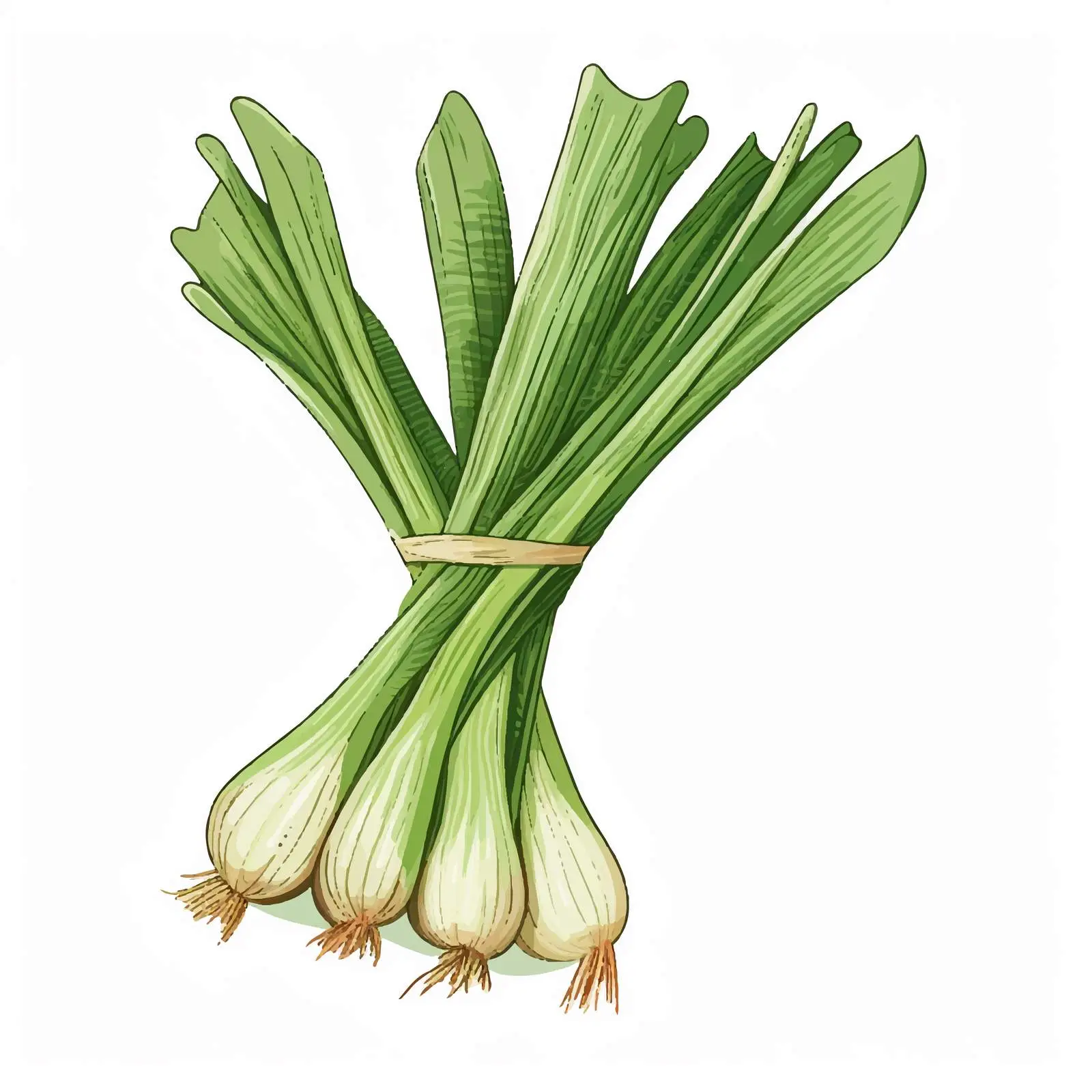 Natural Drawing of Fresh Leek Leaves — free download from Dotvec