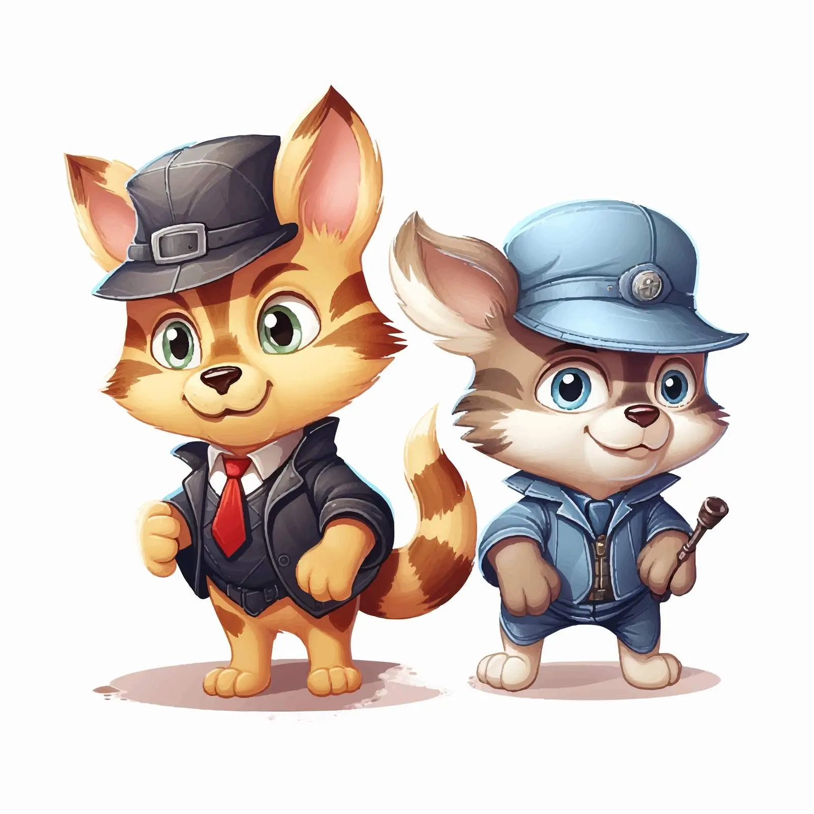 Detective Cat and Dog Searching for Clues — free download from Dotvec