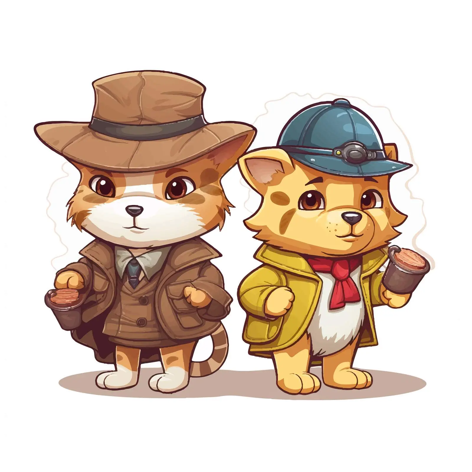 Detective Cat and Dog Searching for Clues — free download from Dotvec