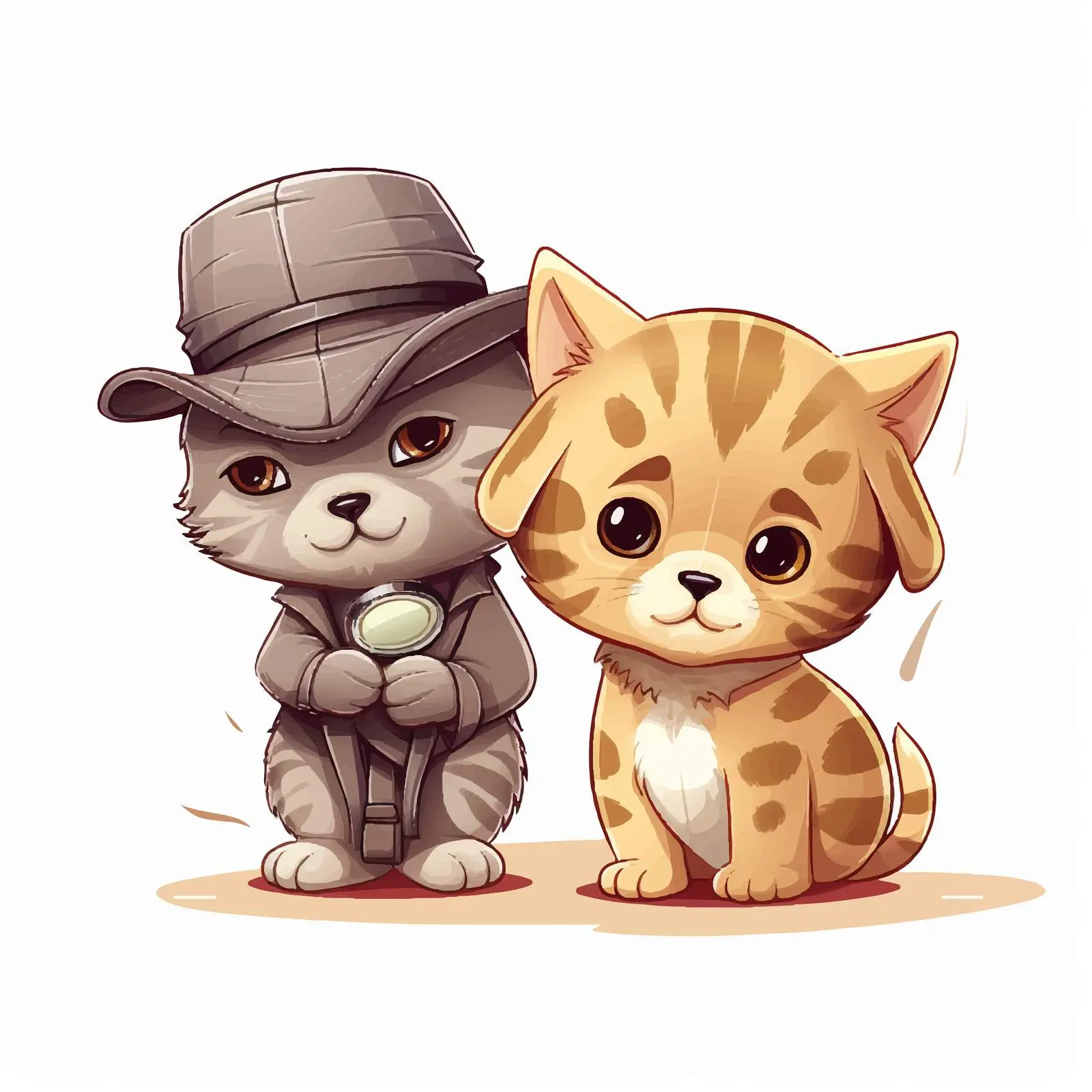 Detective Cat and Dog Seeking Clues Illustration — free download from Dotvec