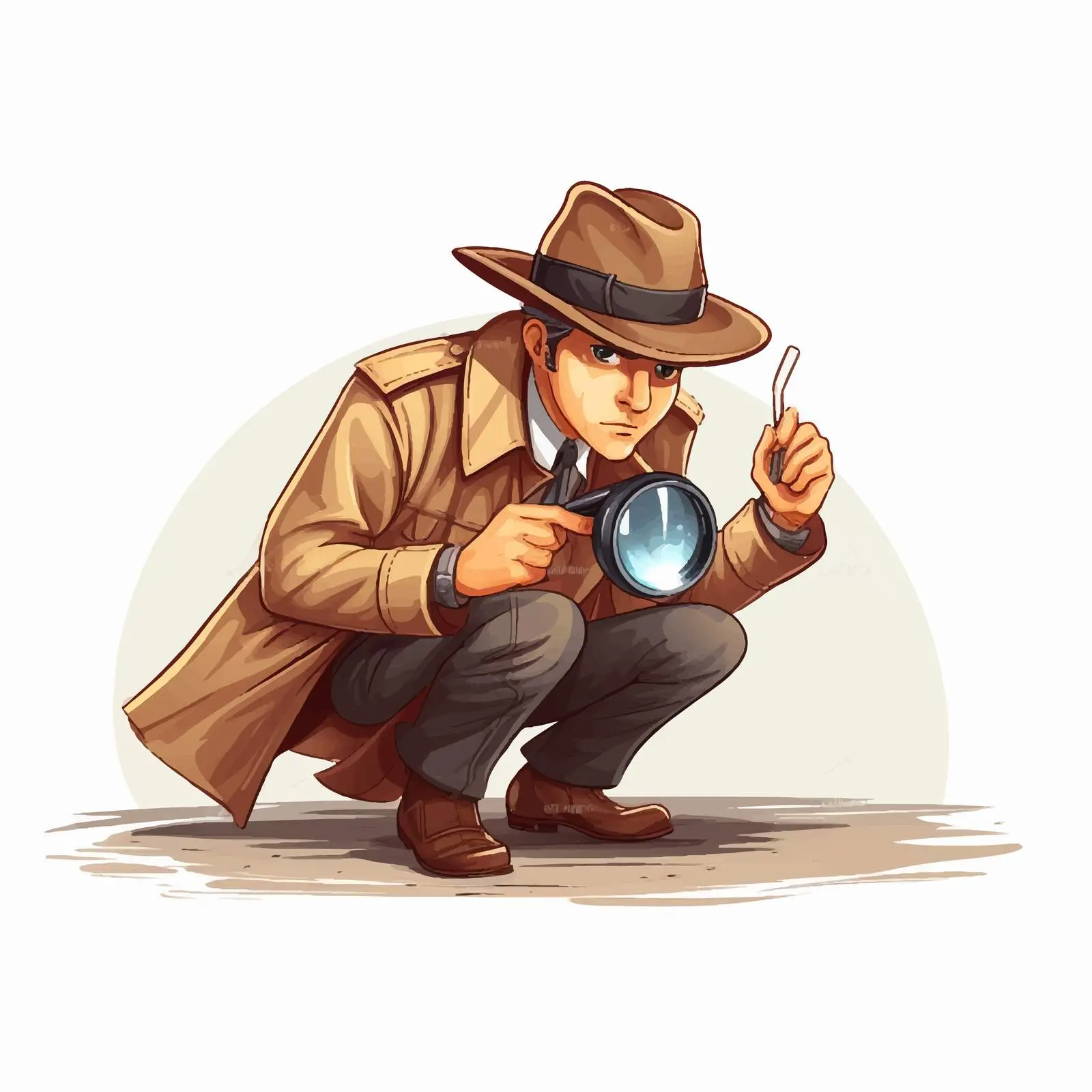 Detective Searching for Clues with Magnifying Glass – free mystery image from Dotvec