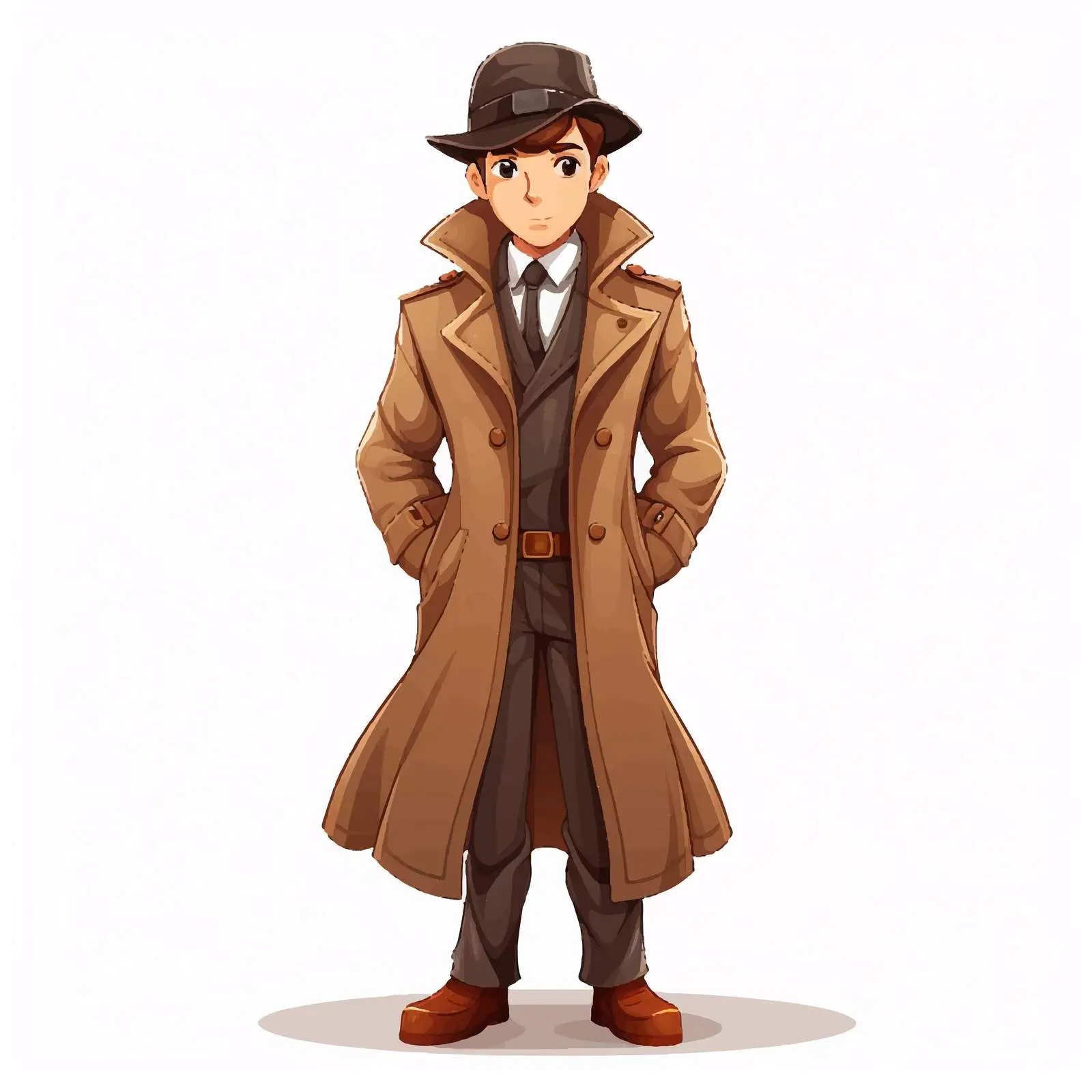 Detective in Brown Overcoat Illustration — free download from Dotvec
