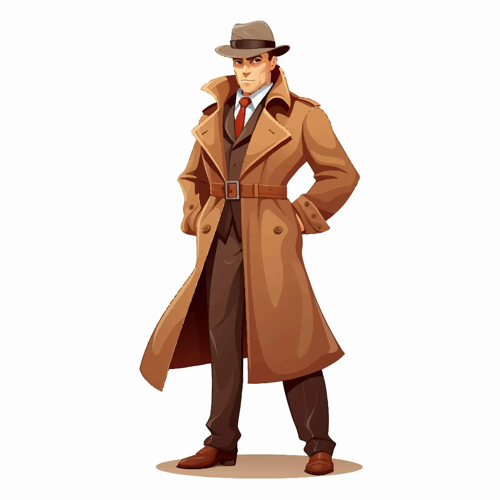 Detective in Brown Overcoat on White Background — free download from Dotvec