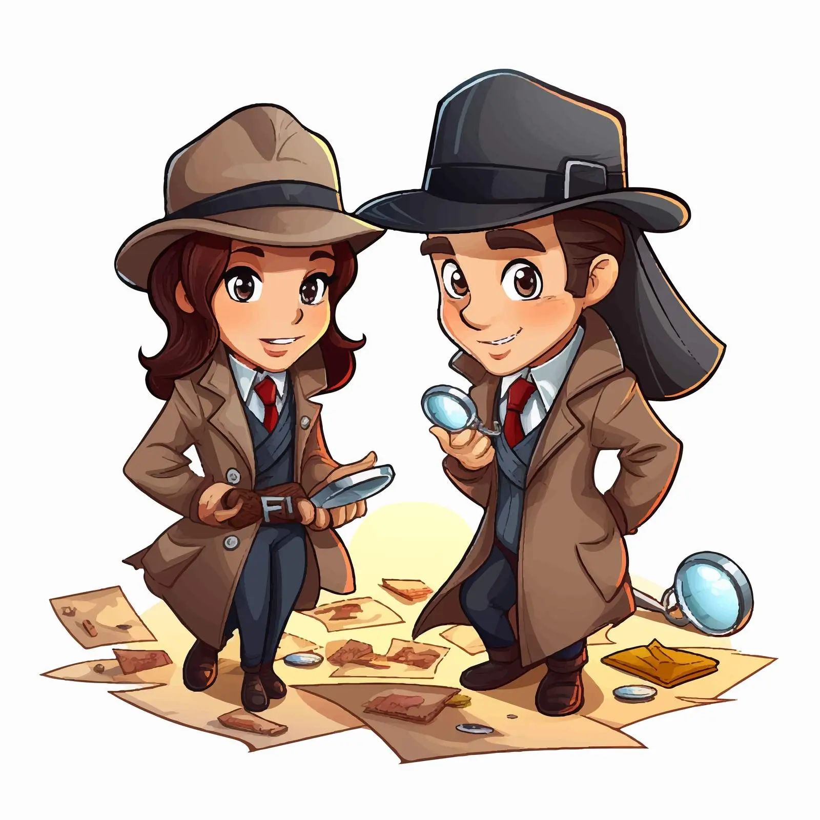 Detectives Searching for Clues Illustration – free mystery image from Dotvec