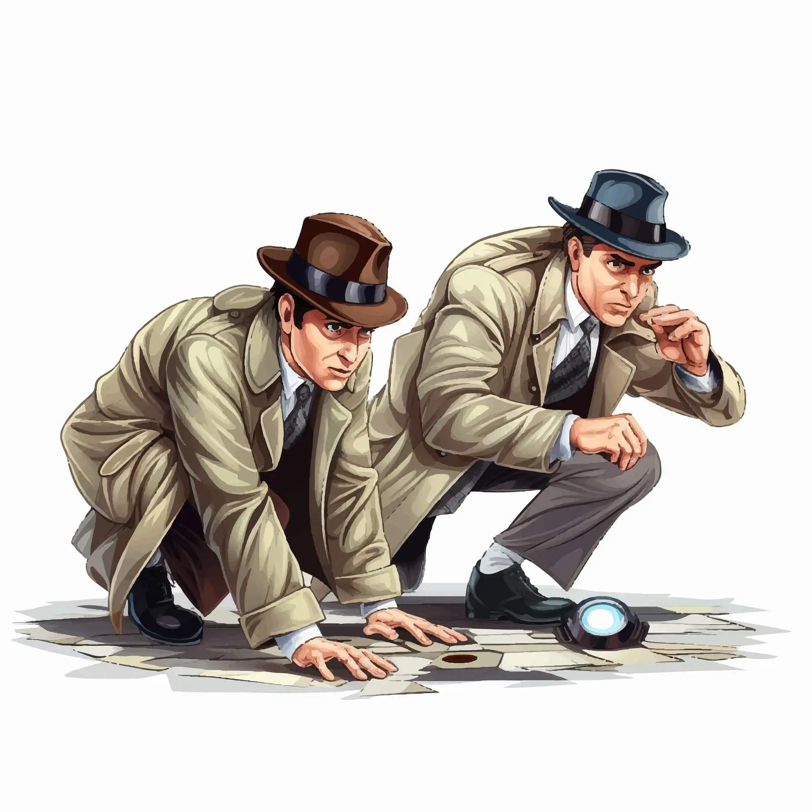 Detectives Searching for Clues Illustration — free download from Dotvec