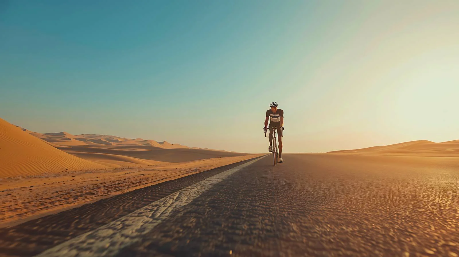 Determined Cyclist on Road — free download from Dotvec