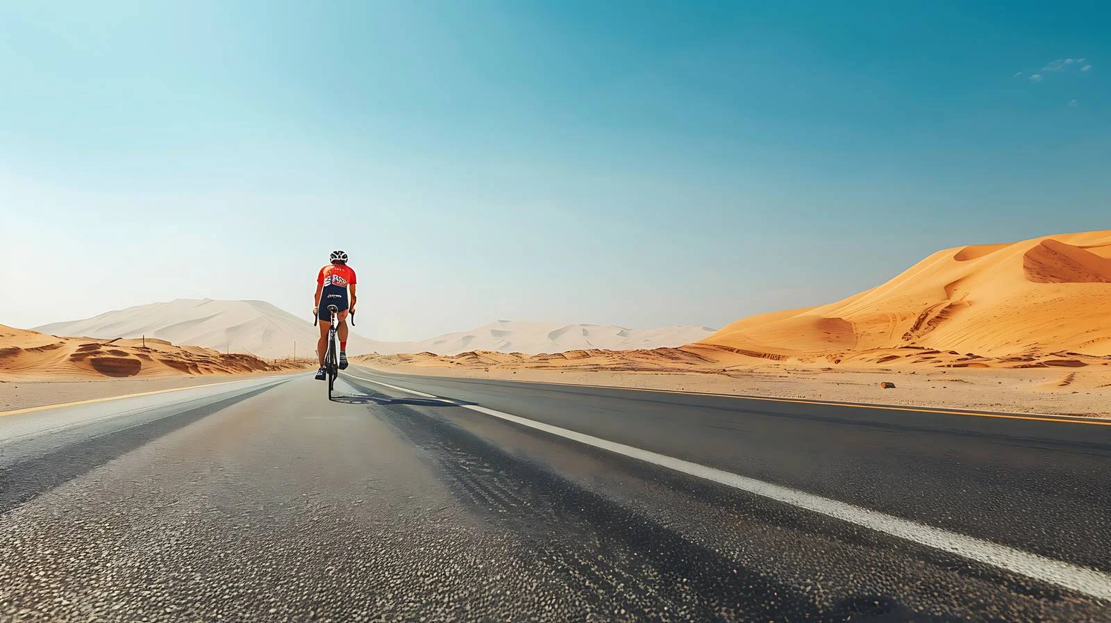 Focused cyclist pedaling on road uphill — free download from Dotvec