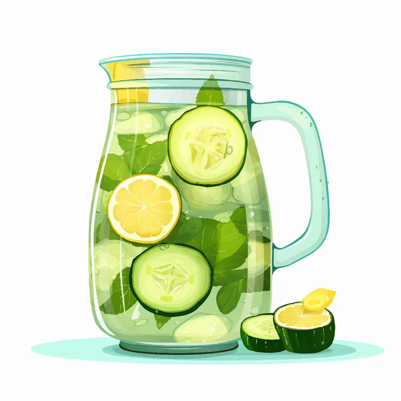 Refreshing Cucumber Water in Glass Jug — free download from Dotvec