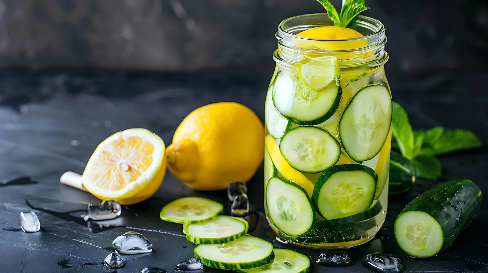 Detox Water Jar with Lemon and Cucumber — free download from Dotvec