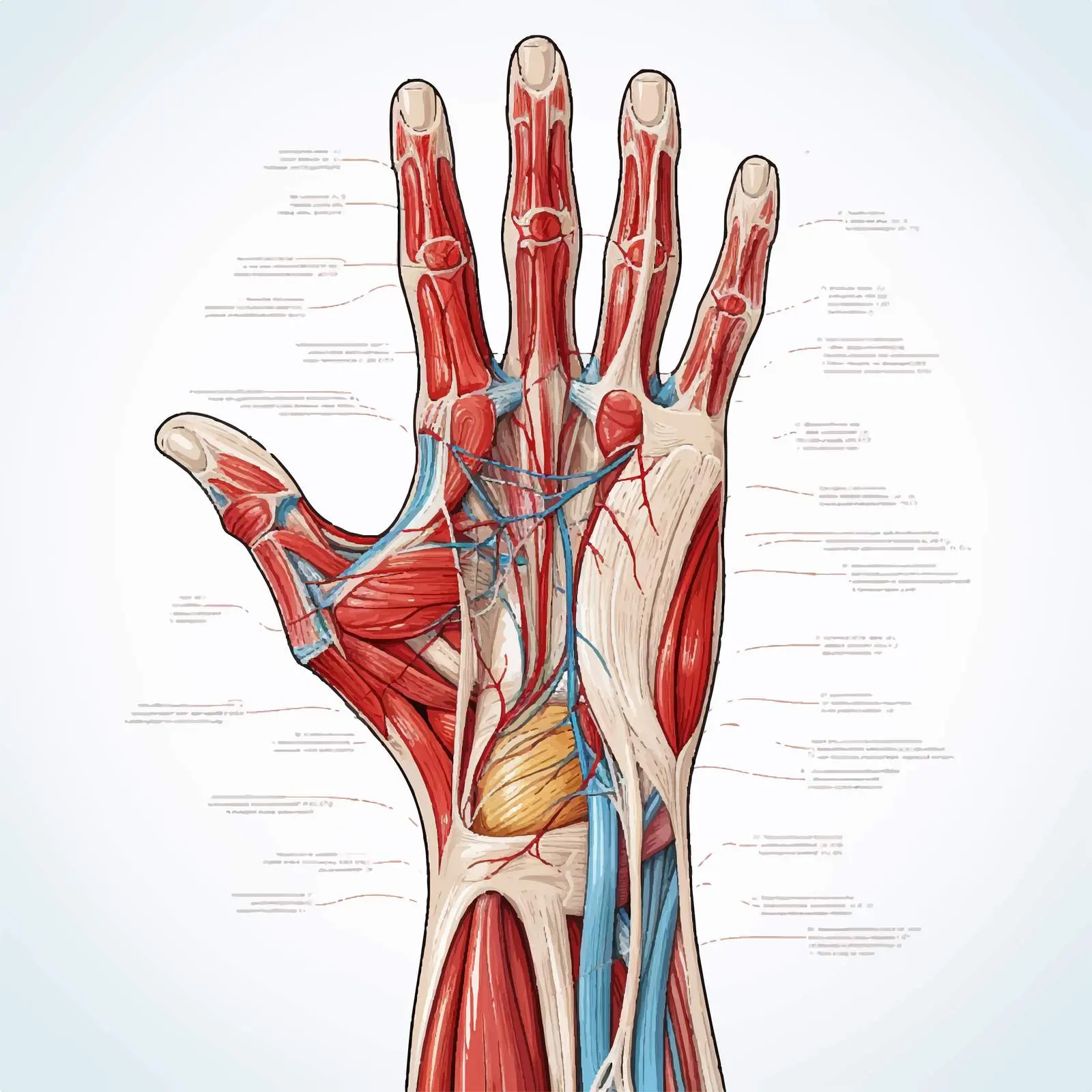 Human Hand Muscles and Nerves Illustration – free medical resources image from Dotvec