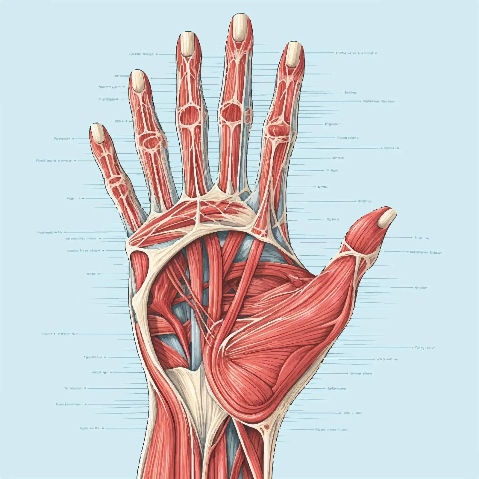 Human Hand Muscles and Nerves Diagram — free download from Dotvec