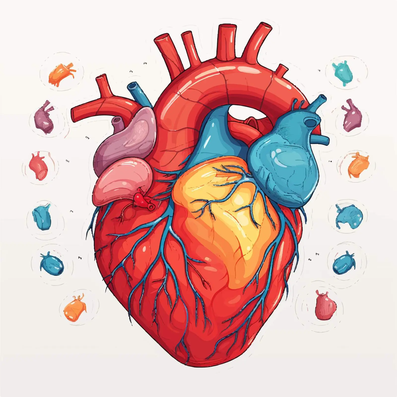 Cartoon Illustration of Human Hearts Diagram – free blood image from Dotvec