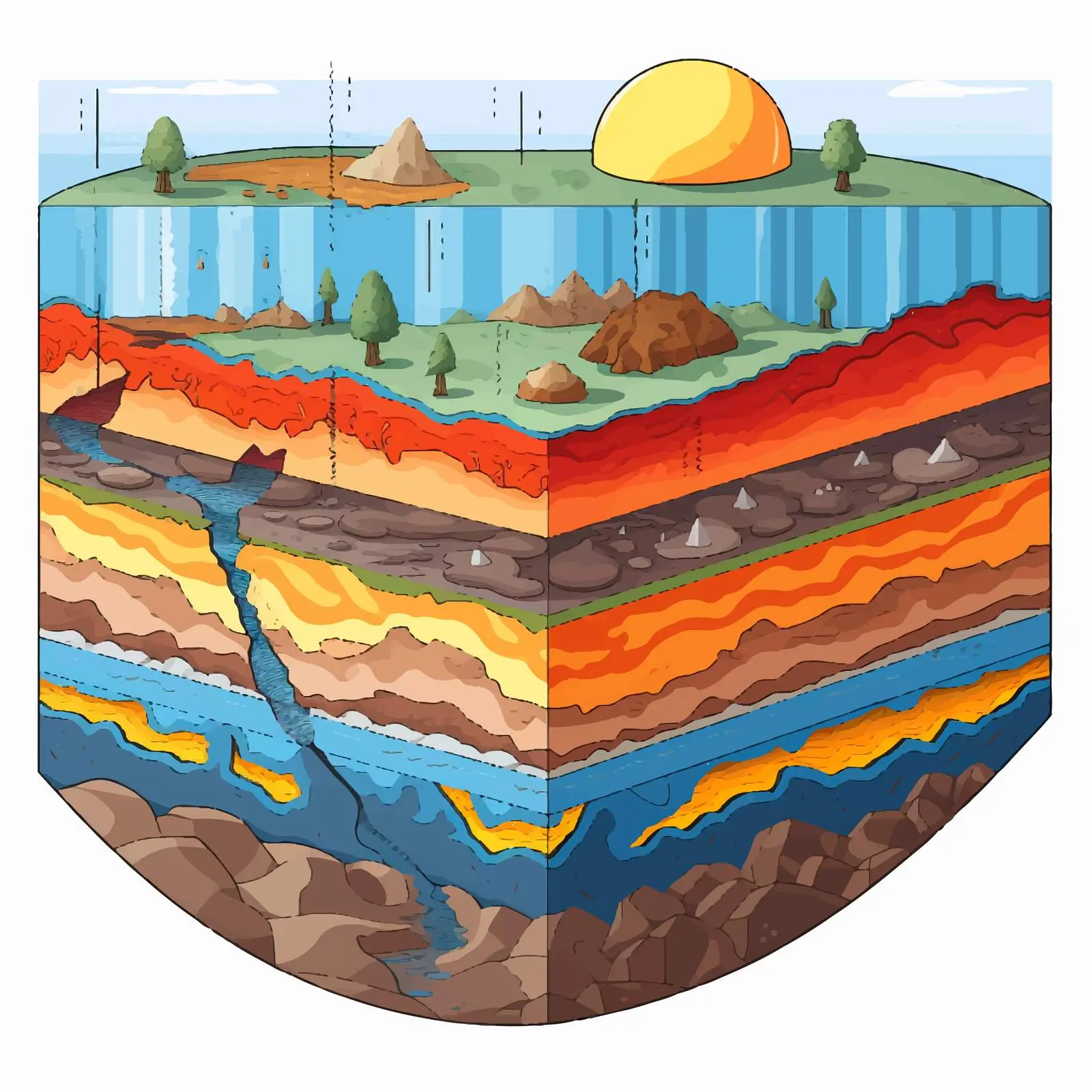 Layers of the Earth Lithosphere Diagram Illustration — free download from Dotvec