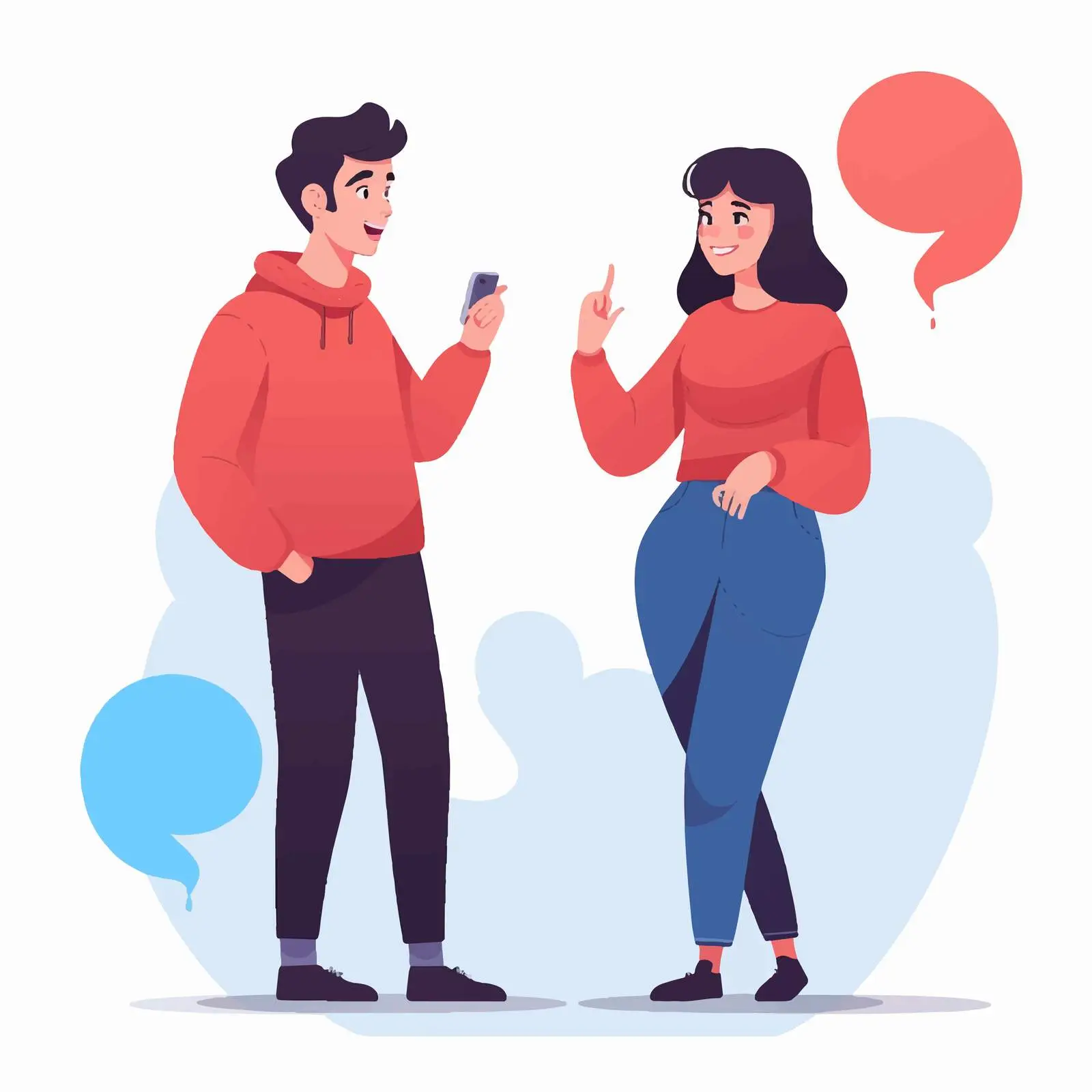 Two Modern Cartoon Characters with Speech Bubbles — free download from Dotvec