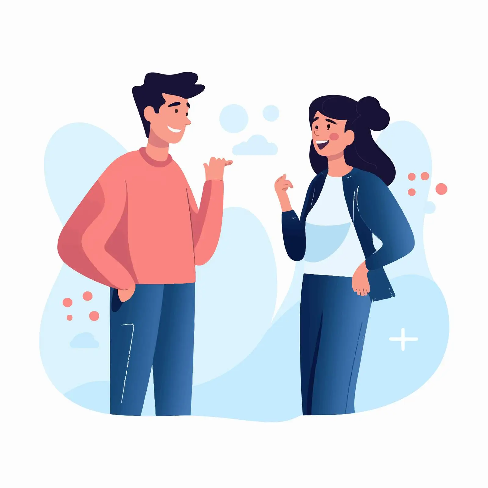 Young Cartoon Characters in Dialogue with Speech Bubbles — free download from Dotvec