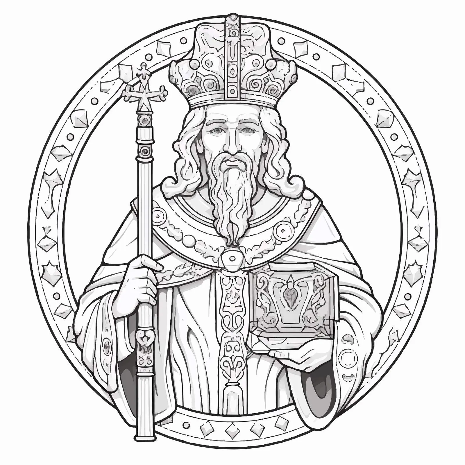 Byzantine Style Passion of the Lord Coloring Page – free meditative art image from Dotvec