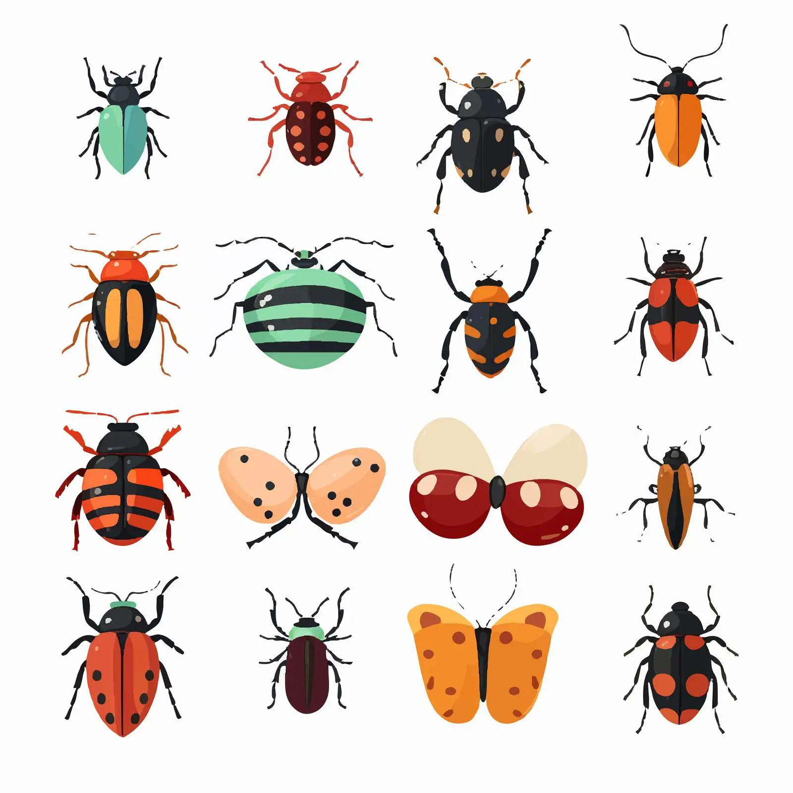 Summer Insects and Bugs Vector Set — free download from Dotvec