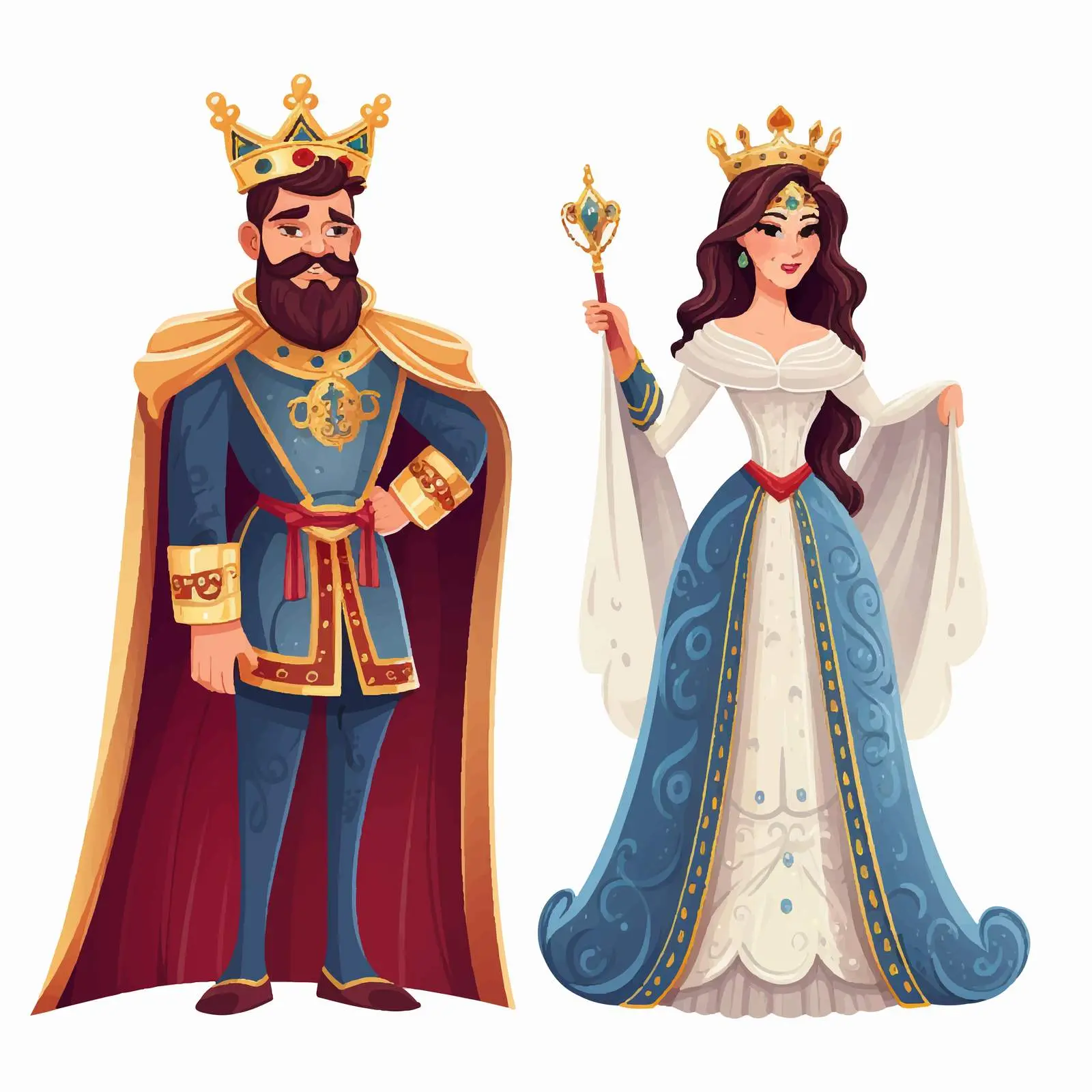 King and Queen Character Illustrations — free download from Dotvec