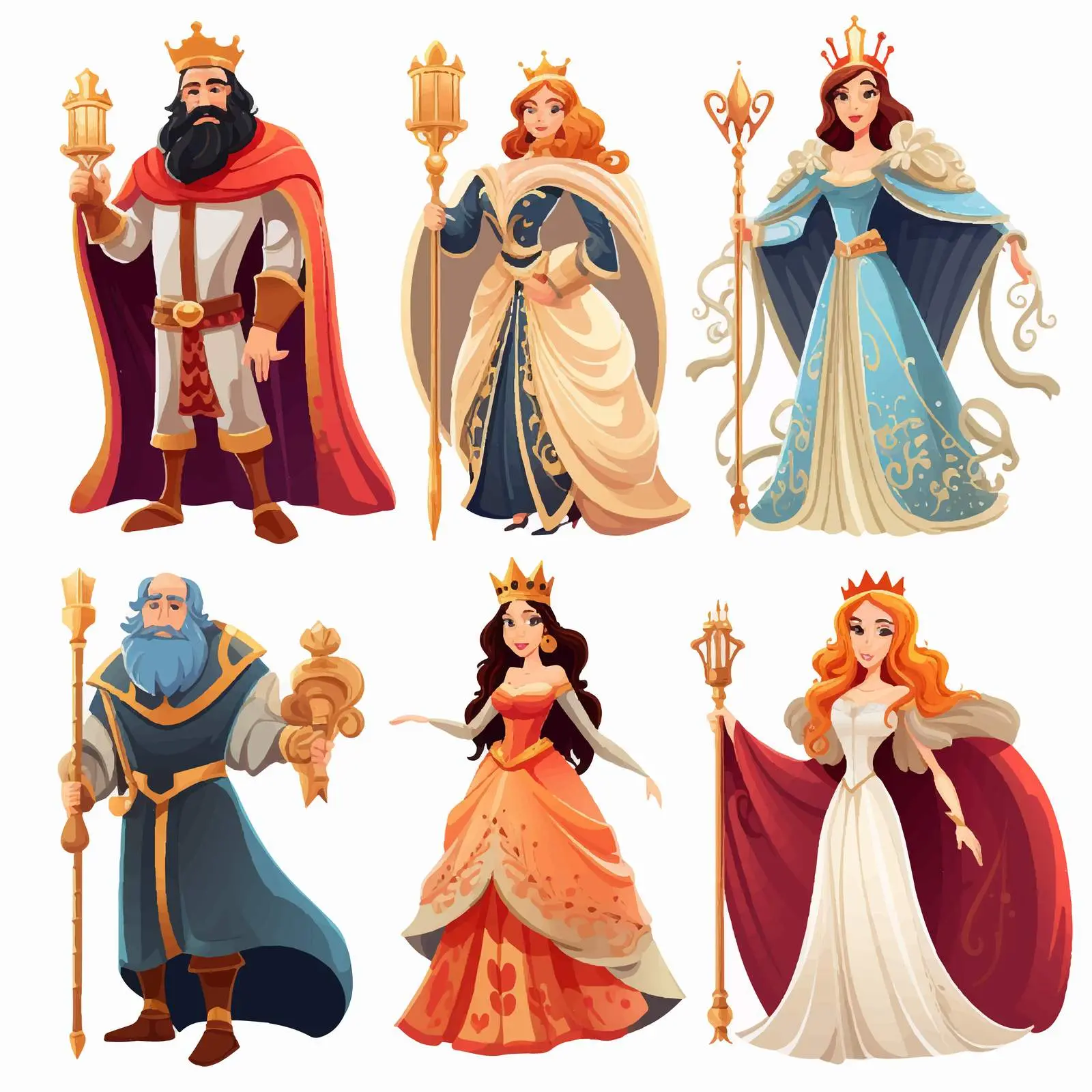 Diverse Queen Character Illustrations in Vectors – free unique characters image from Dotvec