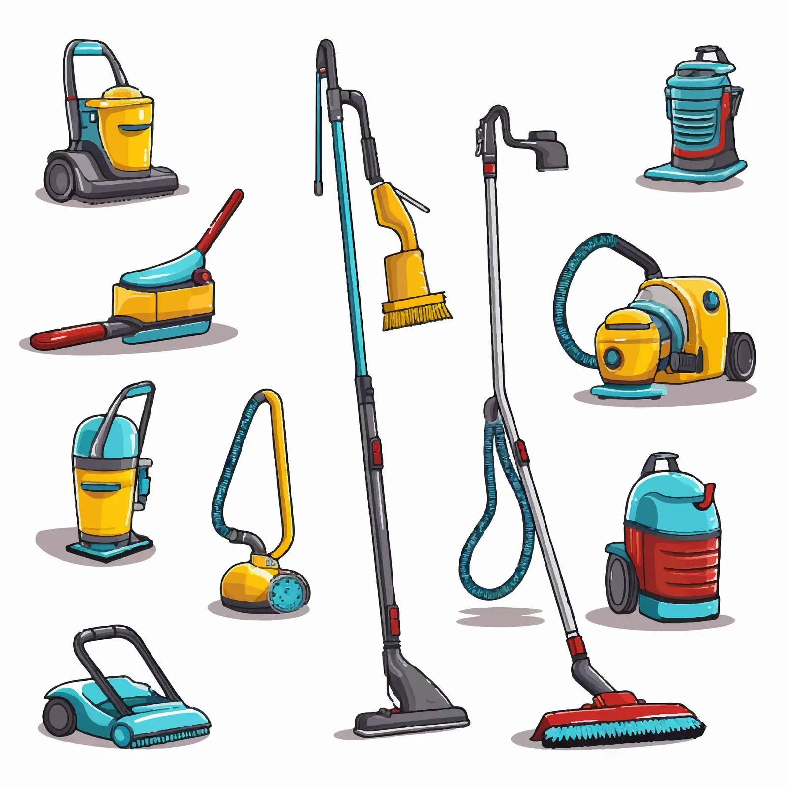 Cartoon Cleaning Objects and Machines Vector Design – free mop image from Dotvec