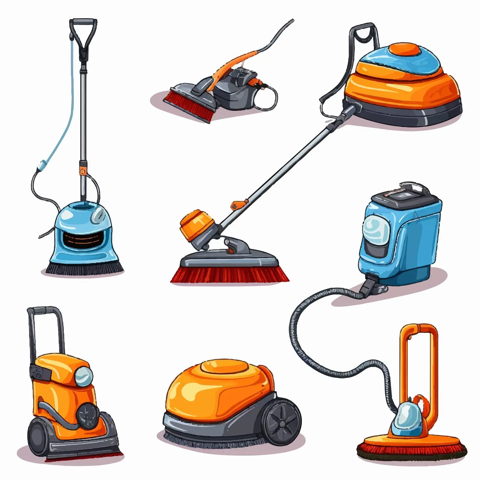 Variety of Cleaning Tools and Machines Illustration — free download from Dotvec