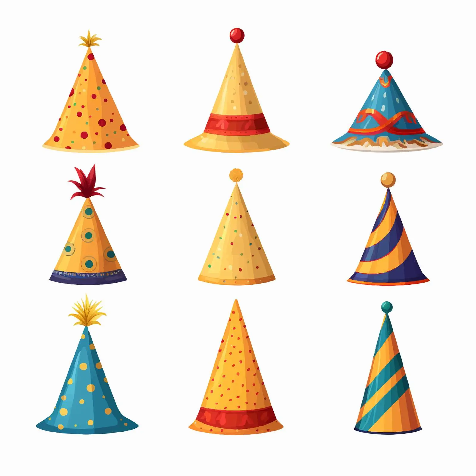 Colorful Party Hat Designs Vector Illustration — free download from Dotvec