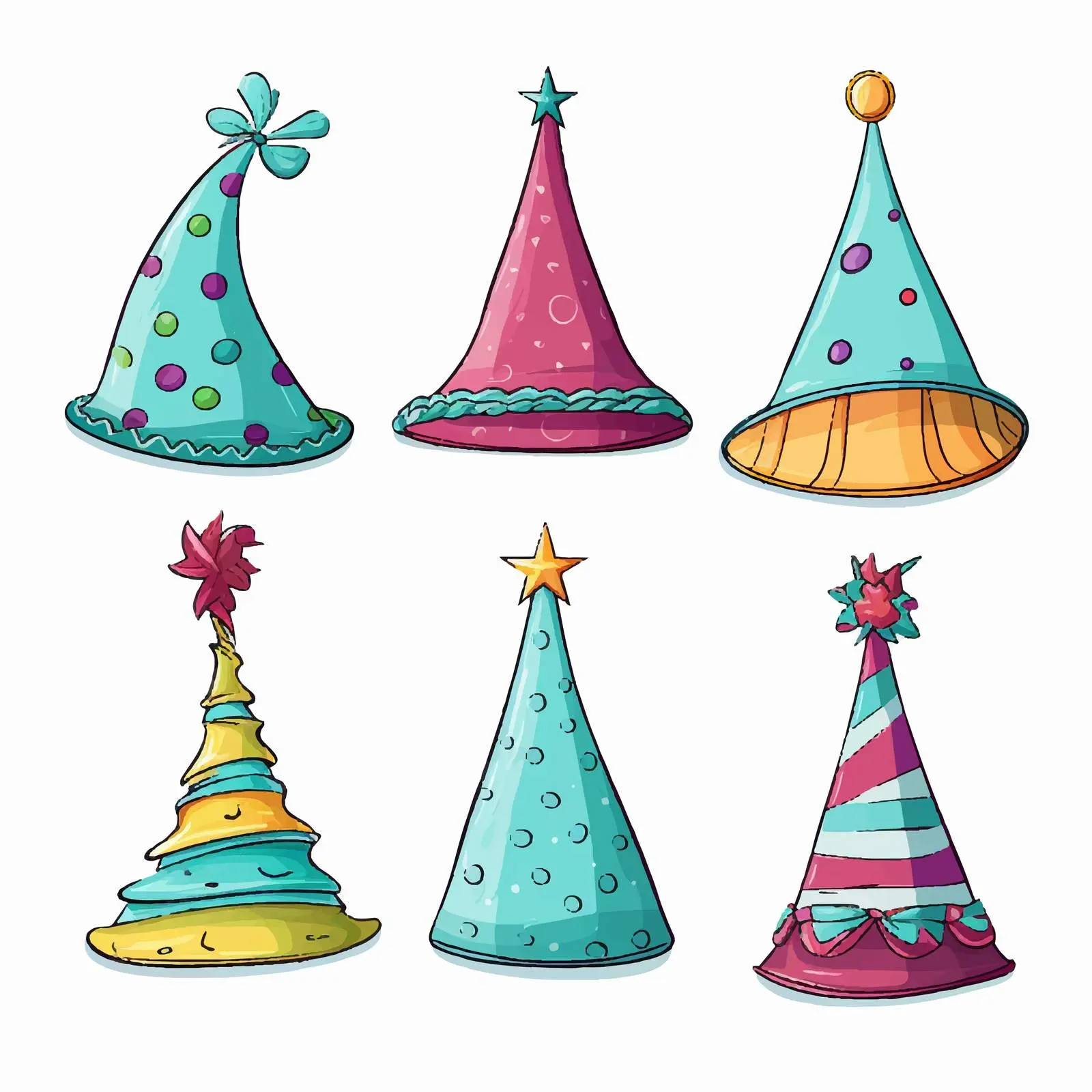Creative Party Hat Design Illustrations Vector Set — free download from Dotvec