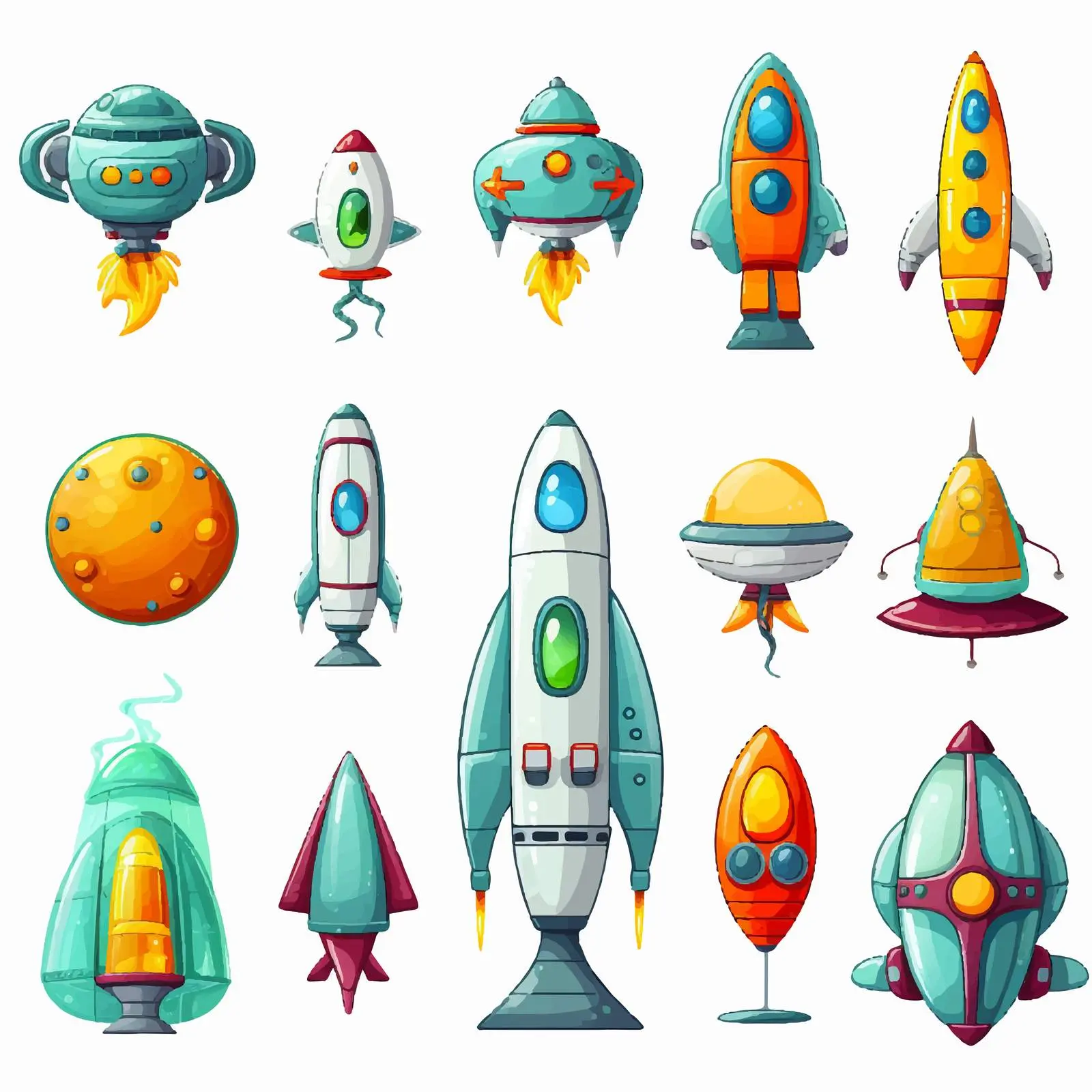 Diverse Spaceship Designs Vector Illustration — free download from Dotvec