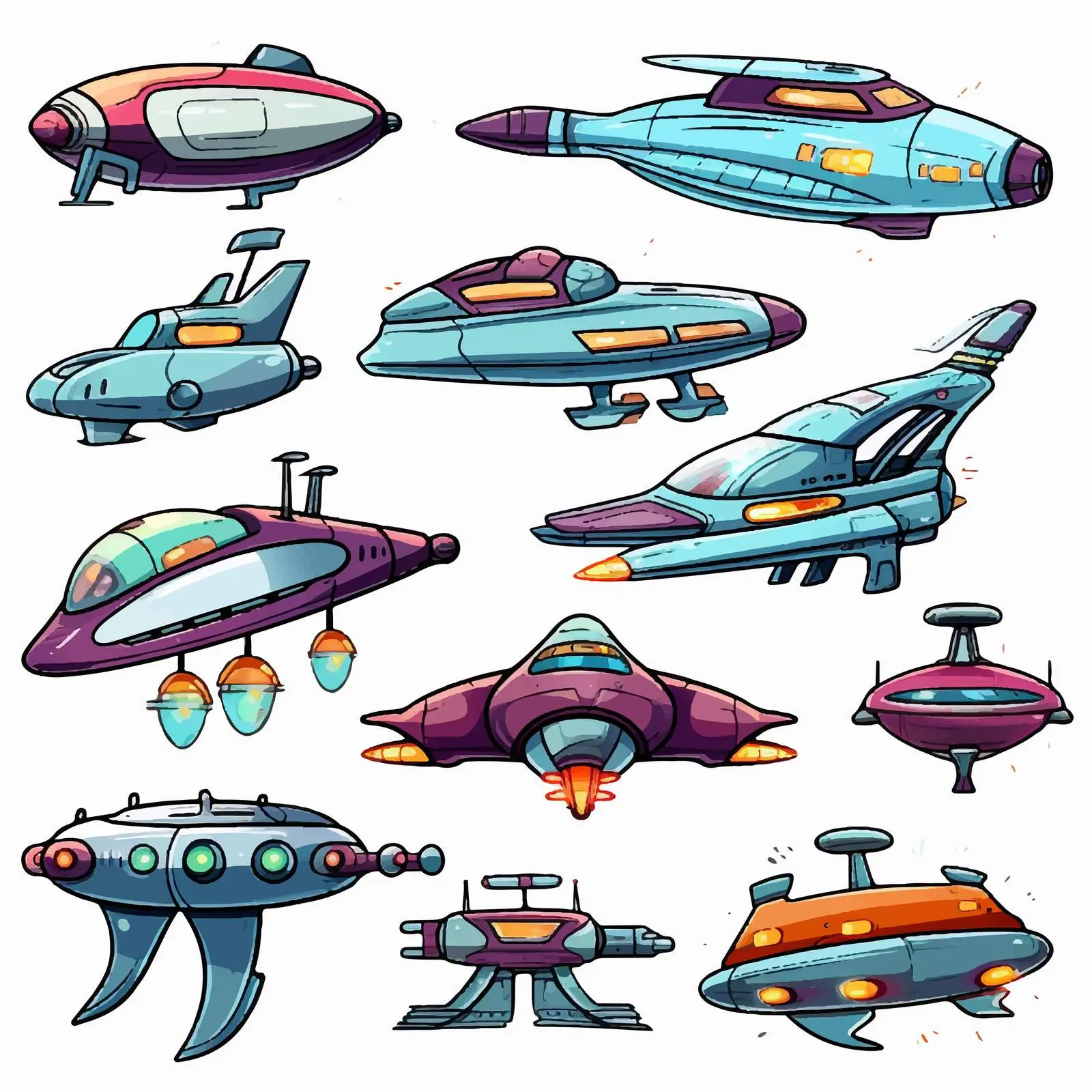 Unique Spaceship Designs Vector Illustration — free download from Dotvec