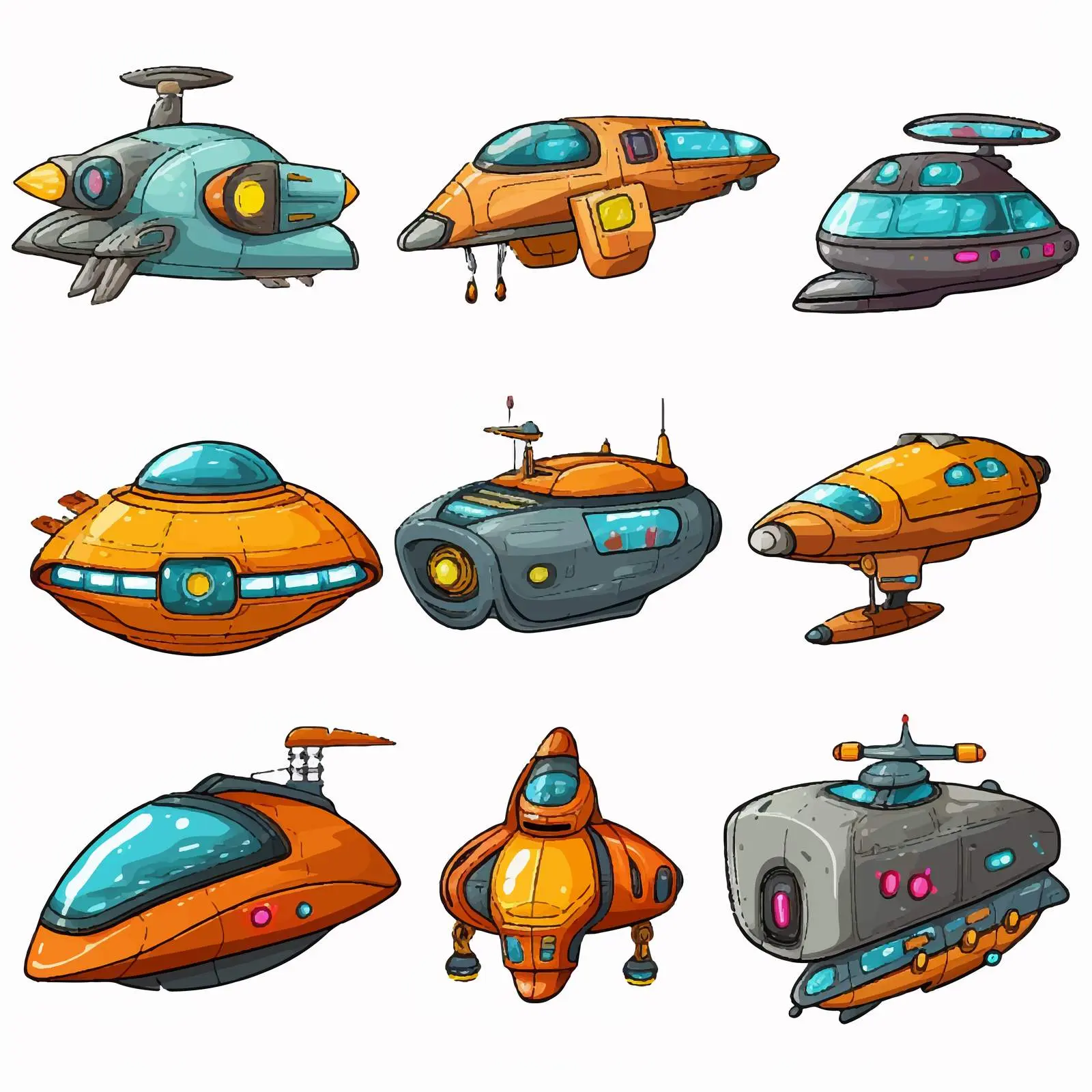 Variety of Spaceship Designs Vector Illustration — free download from Dotvec