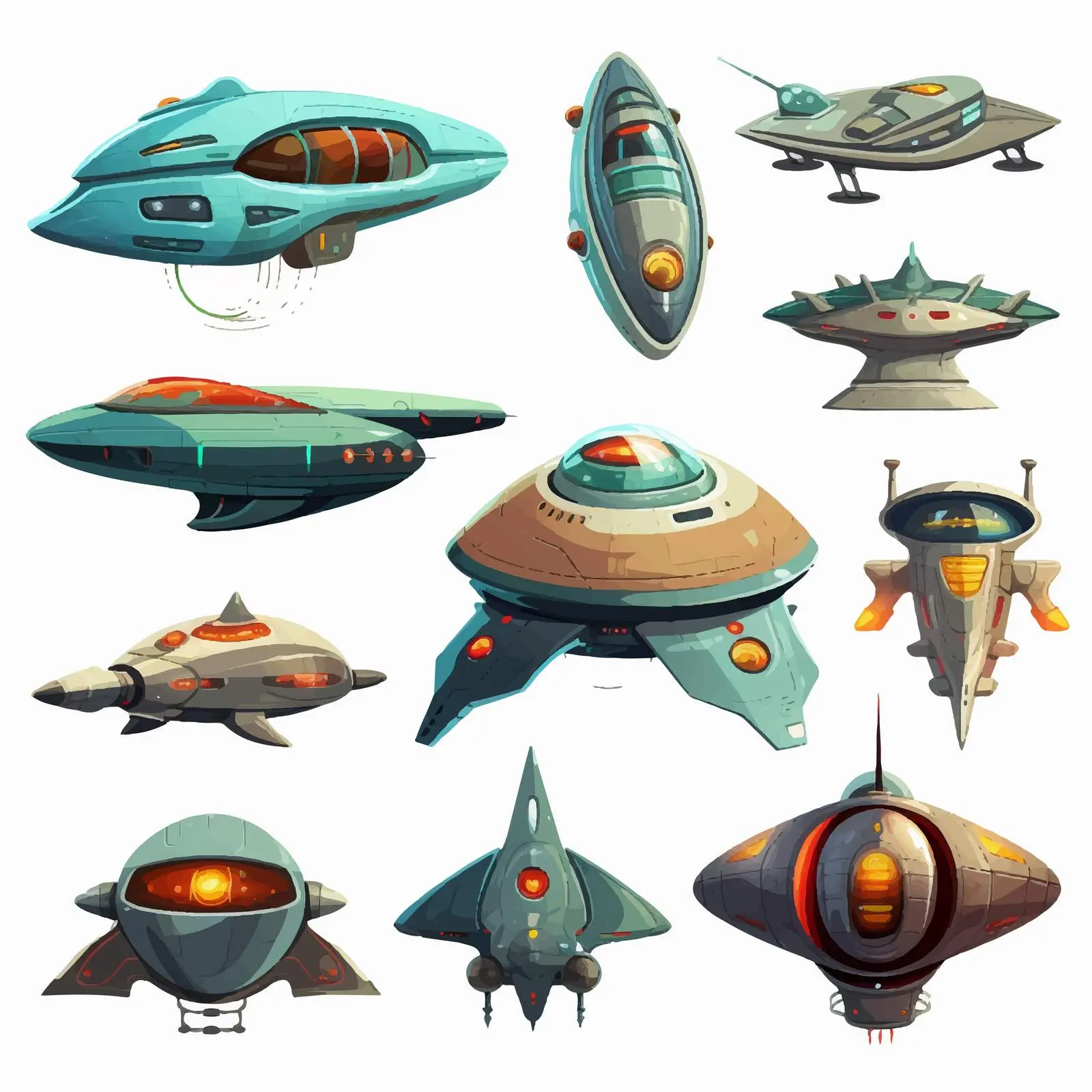 Unique Spaceship Designs Vector Illustration — free download from Dotvec