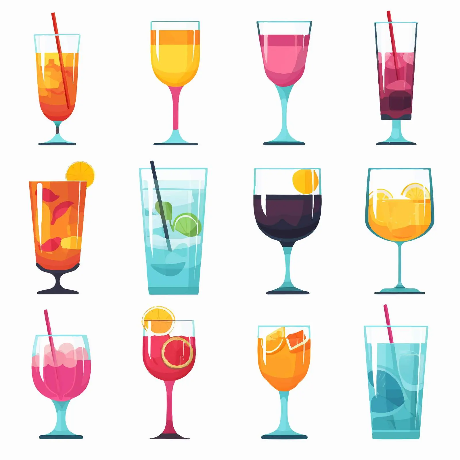 Silhouette Set of Drink Glasses on White Background — free download from Dotvec