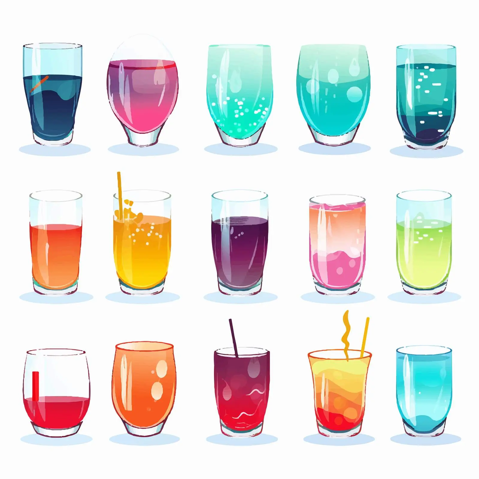 Silhouettes of Different Drink Glasses on White Background – free container image from Dotvec
