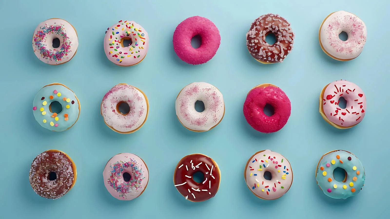 Assorted Fresh Donuts on Blue Background — free download from Dotvec