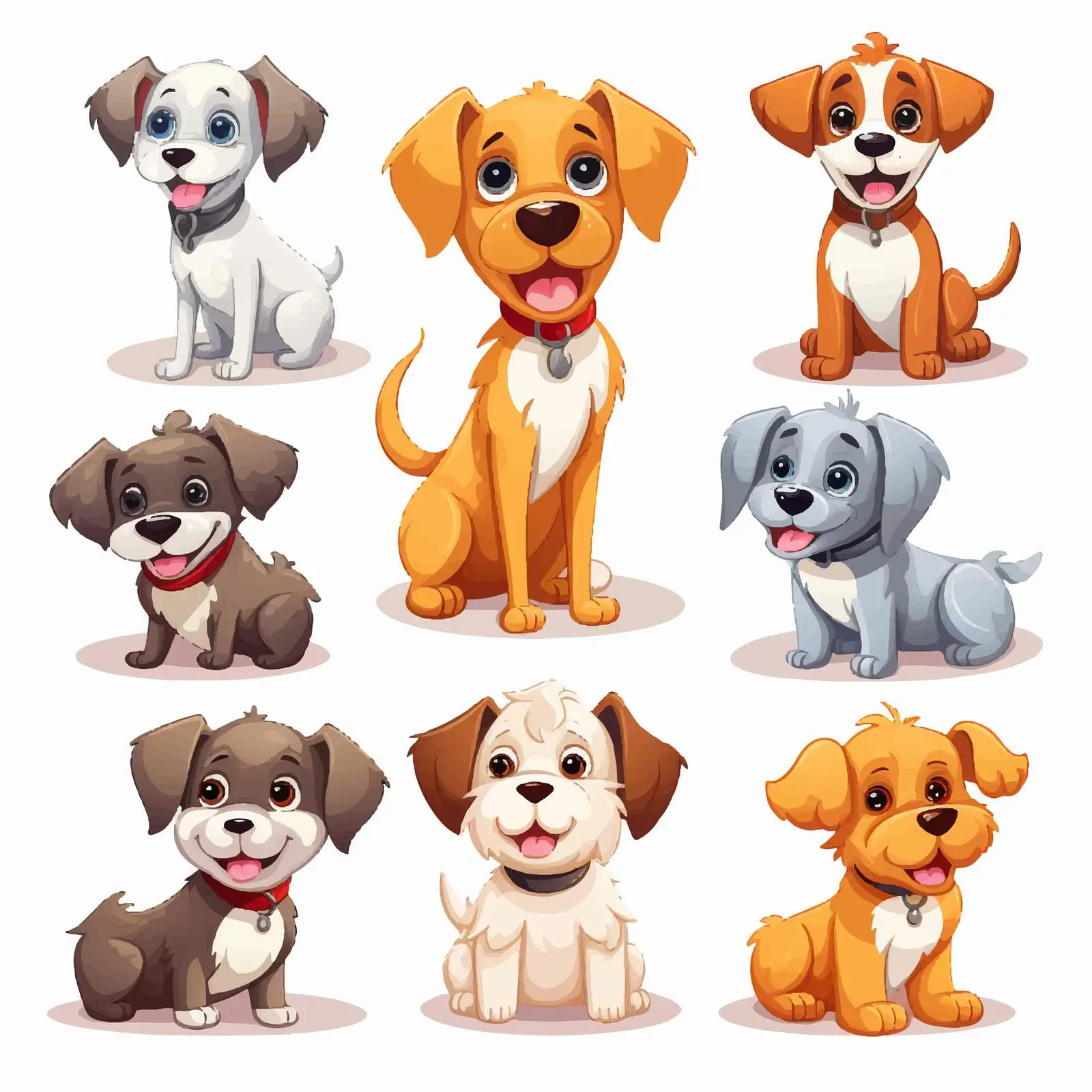 Funny Cartoon Dogs Isolated on White Background — free download from Dotvec