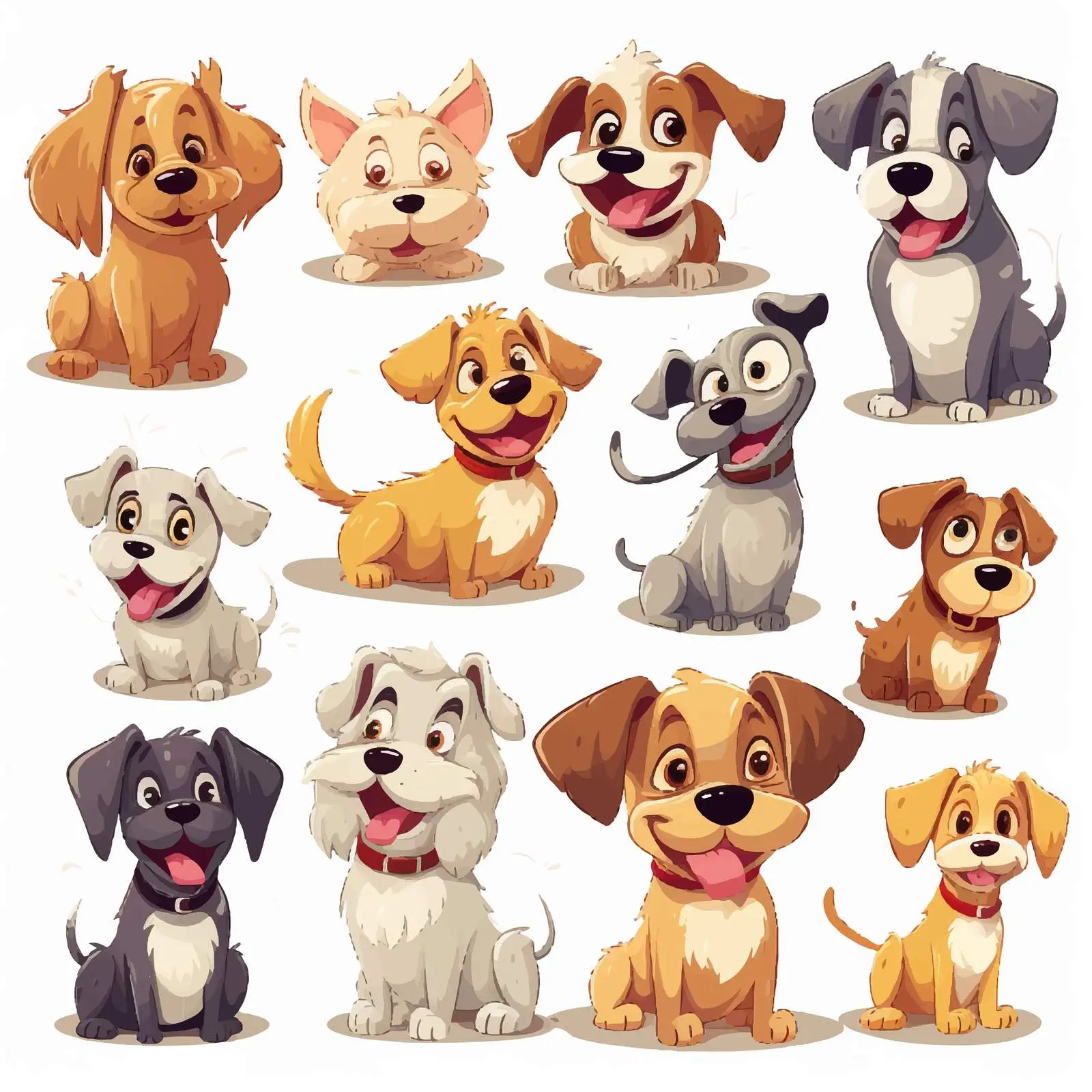 Funny Cartoon Dogs in Isolated Style — free download from Dotvec