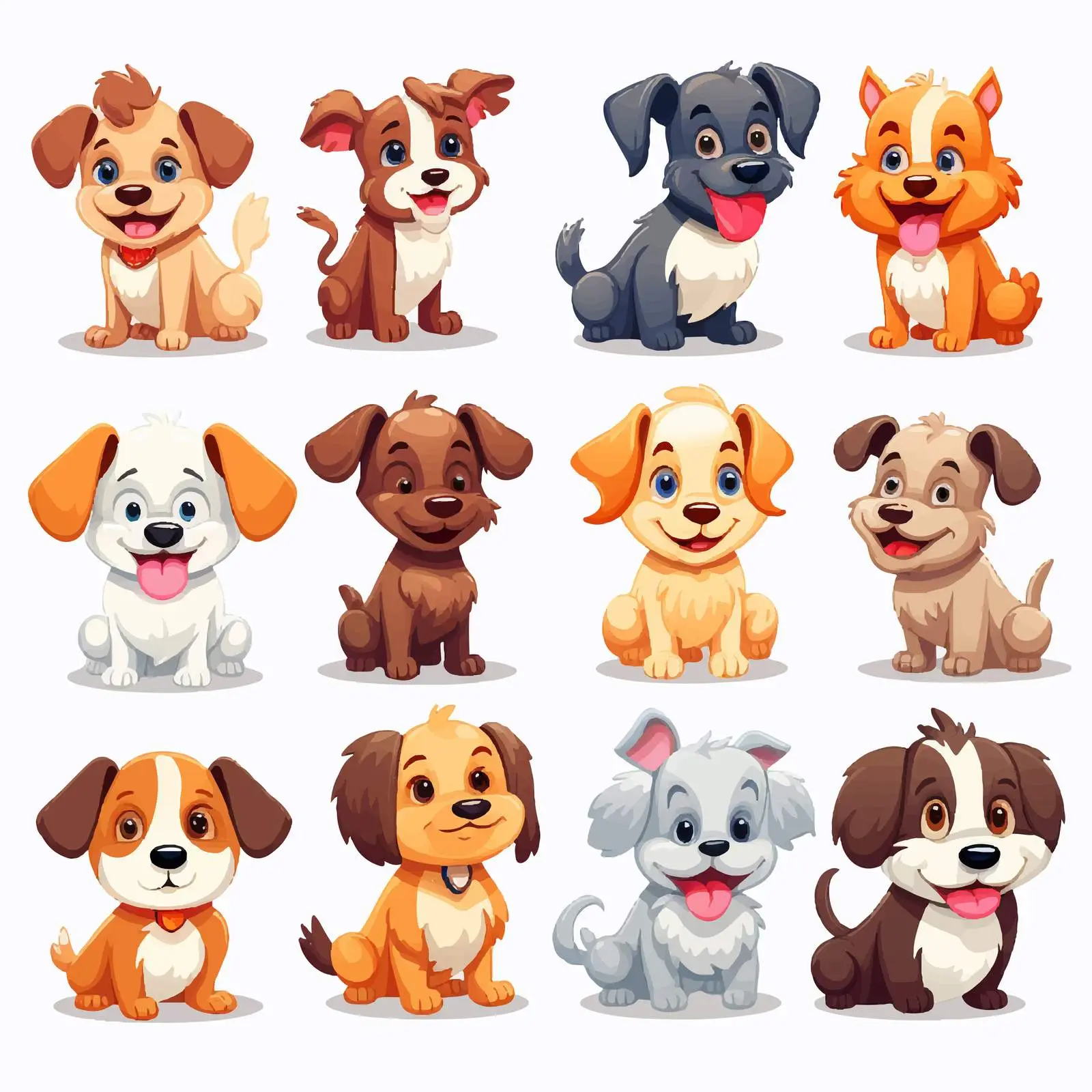 Funny Cartoon Dogs Isolated on White Background — free download from Dotvec
