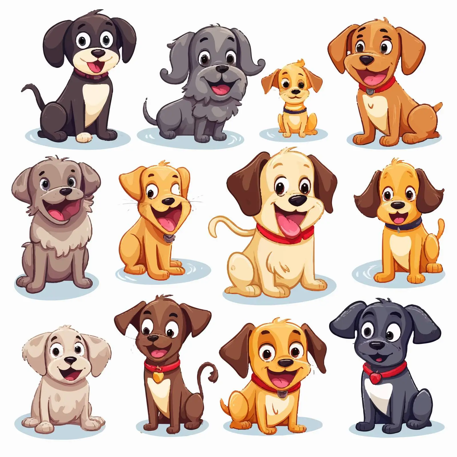Cartoon Style Funny Dogs on White Background — free download from Dotvec