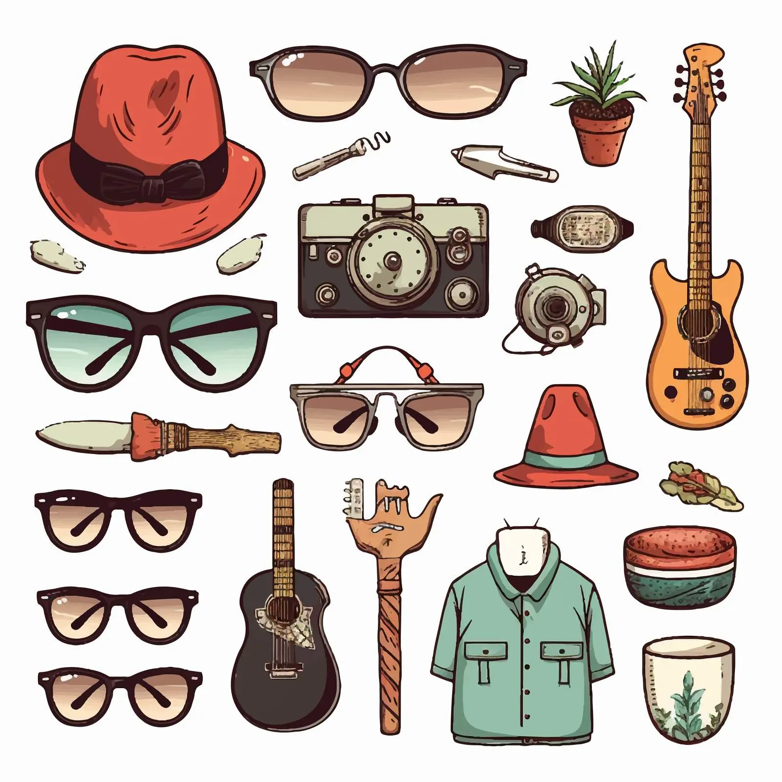 Hipster Vector Items for Boys and Girls – free youthful fashion image from Dotvec