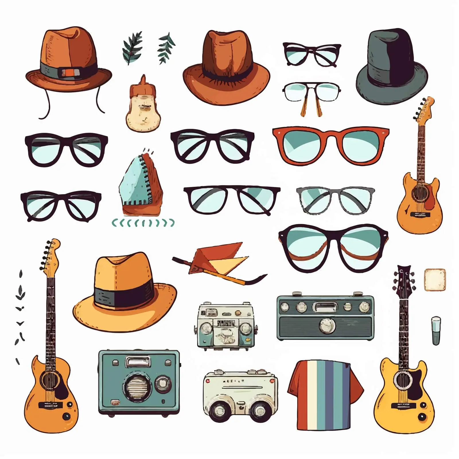 Hipster Items for Boys and Girls Vector Art — free download from Dotvec