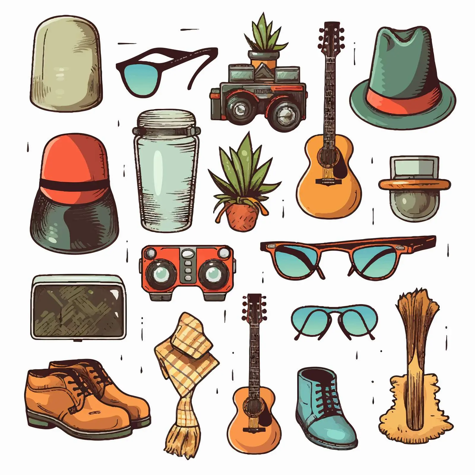Hipster Items for Boys and Girls Vector — free download from Dotvec
