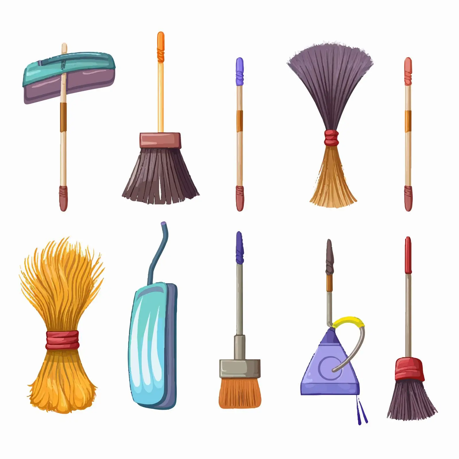 Variety of Cleaning Tools in Cartoon Style – free mop image from Dotvec