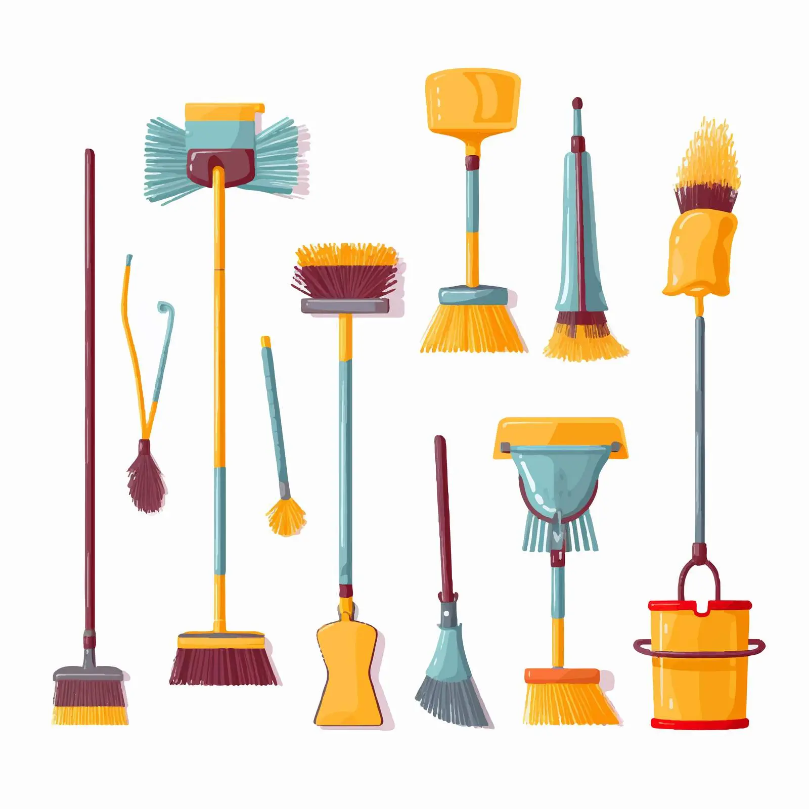 Variety of Cartoon Cleaning Tools Illustrations – free mop image from Dotvec
