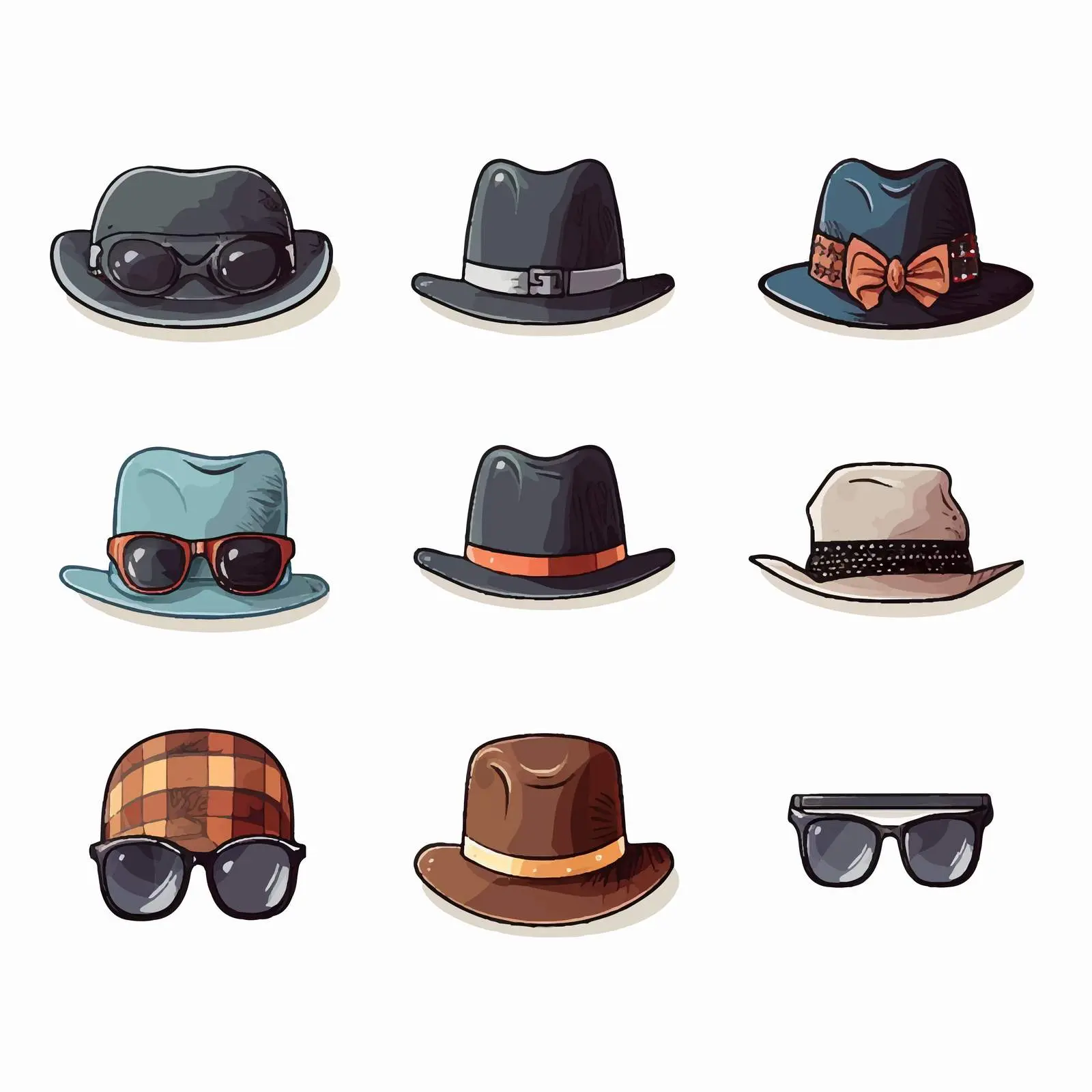 Diverse Hipster Hat Vector Illustration – free retro fashion image from Dotvec