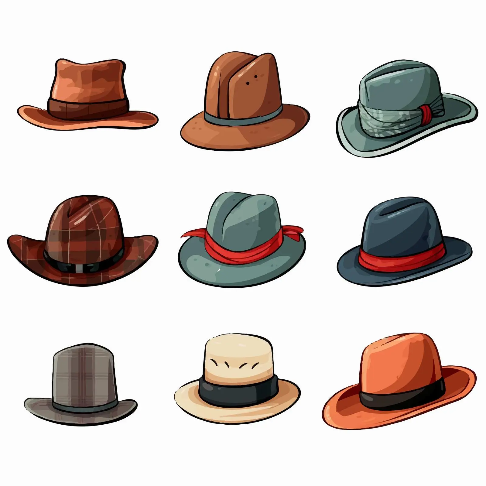 Diverse Cartoon Hipster Hat Vector Illustration – free stylish hat image from Dotvec