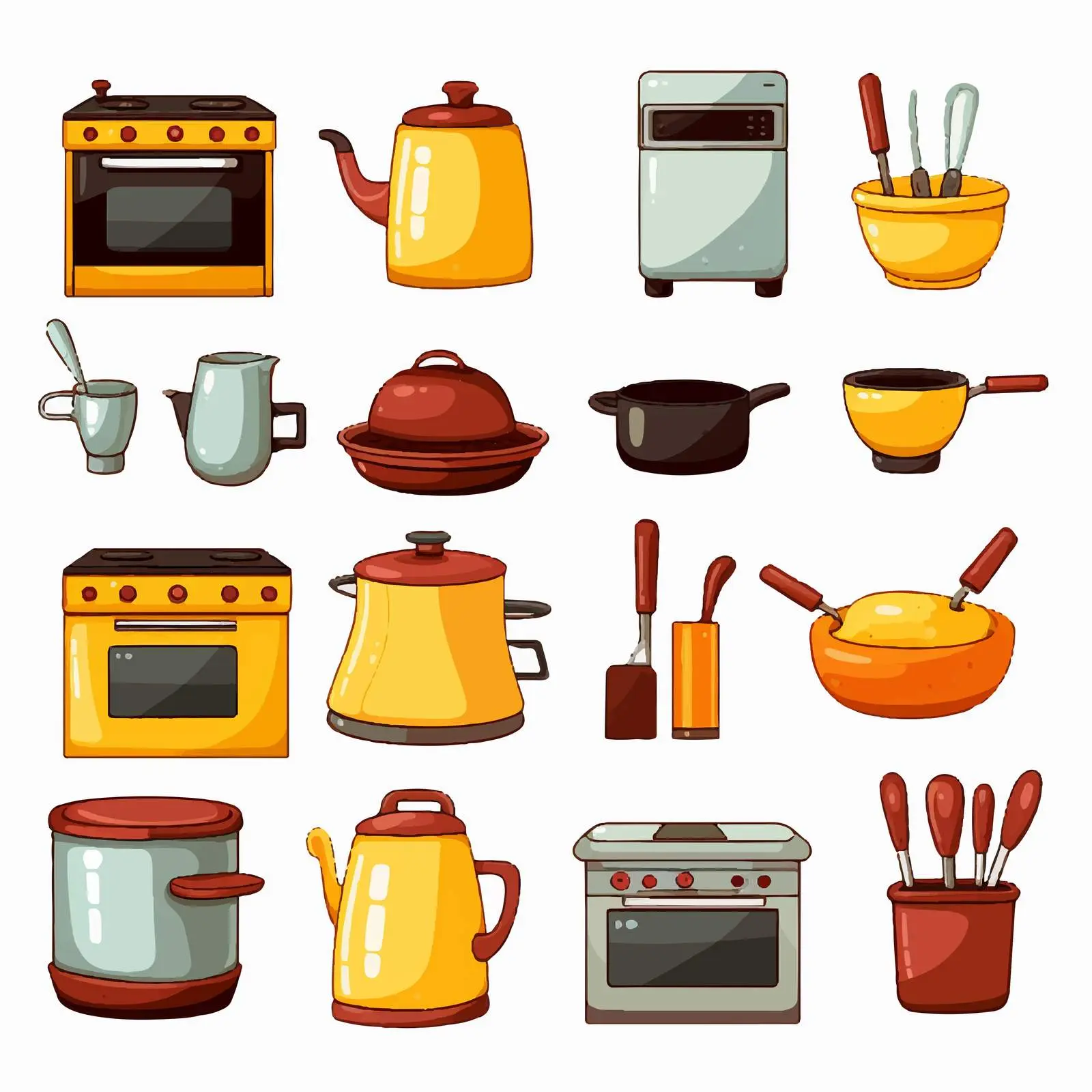 Variety of Kitchen Objects in Cartoon Style — free download from Dotvec