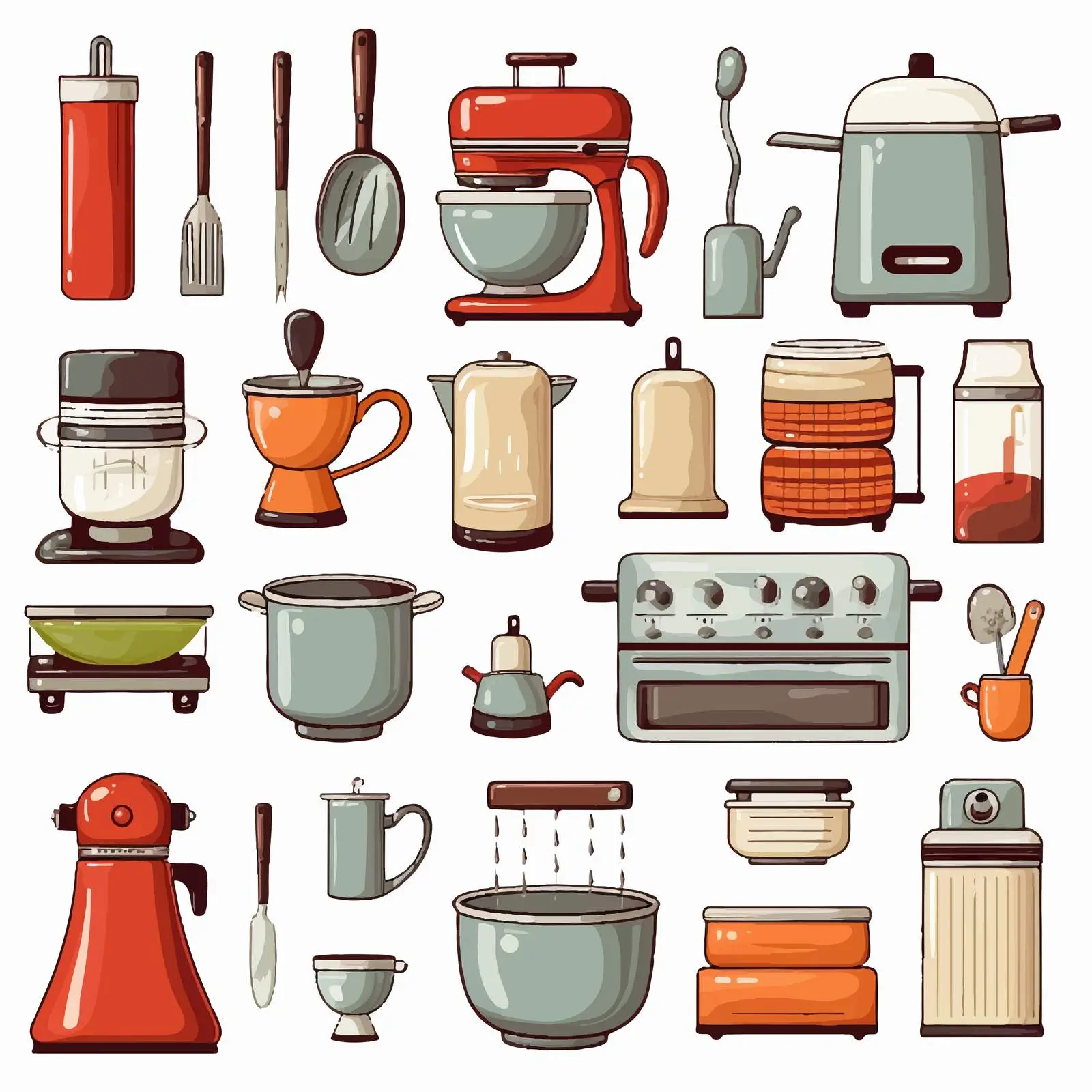 Cartoon Kitchen Objects Vector Illustration — free download from Dotvec