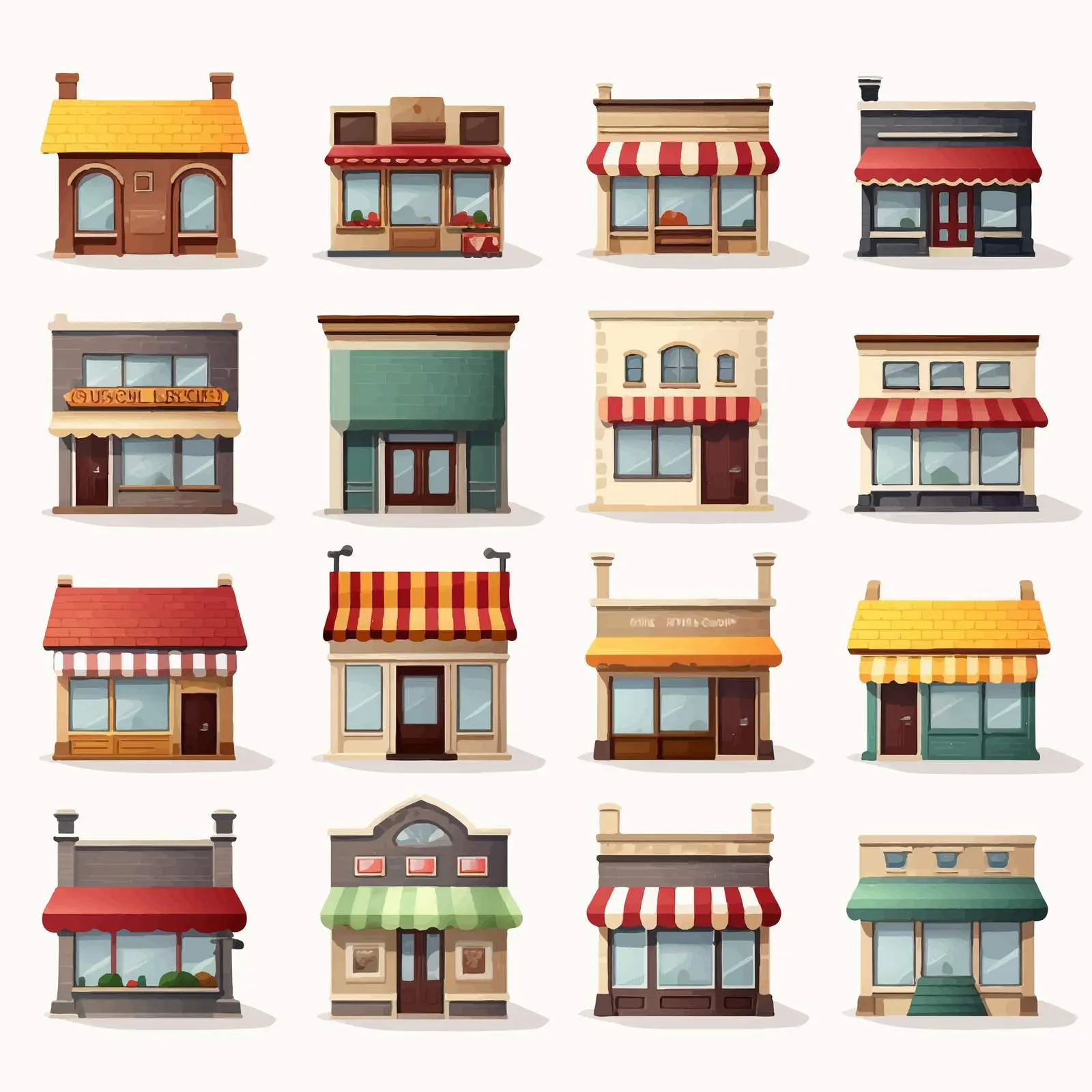 Diverse Cartoon Shop Illustrations Vector Design — free download from Dotvec